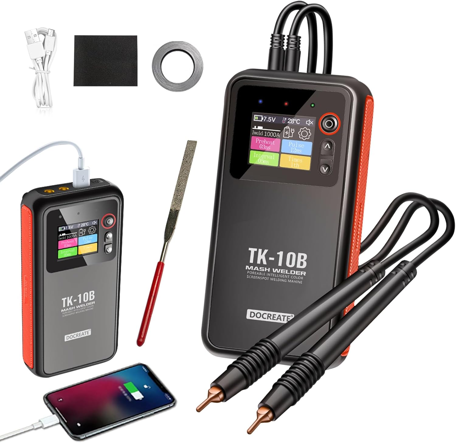 Battery Spot Welder with LCD Screen, 5000mah Handheld Spot Welder, Spot Welder for Lithium Batteries, Double Pulse Spot Welding 0.1mm-0.25mm for Iron, Stainless Steel, Nickel Strip, 18650 Battery Pack