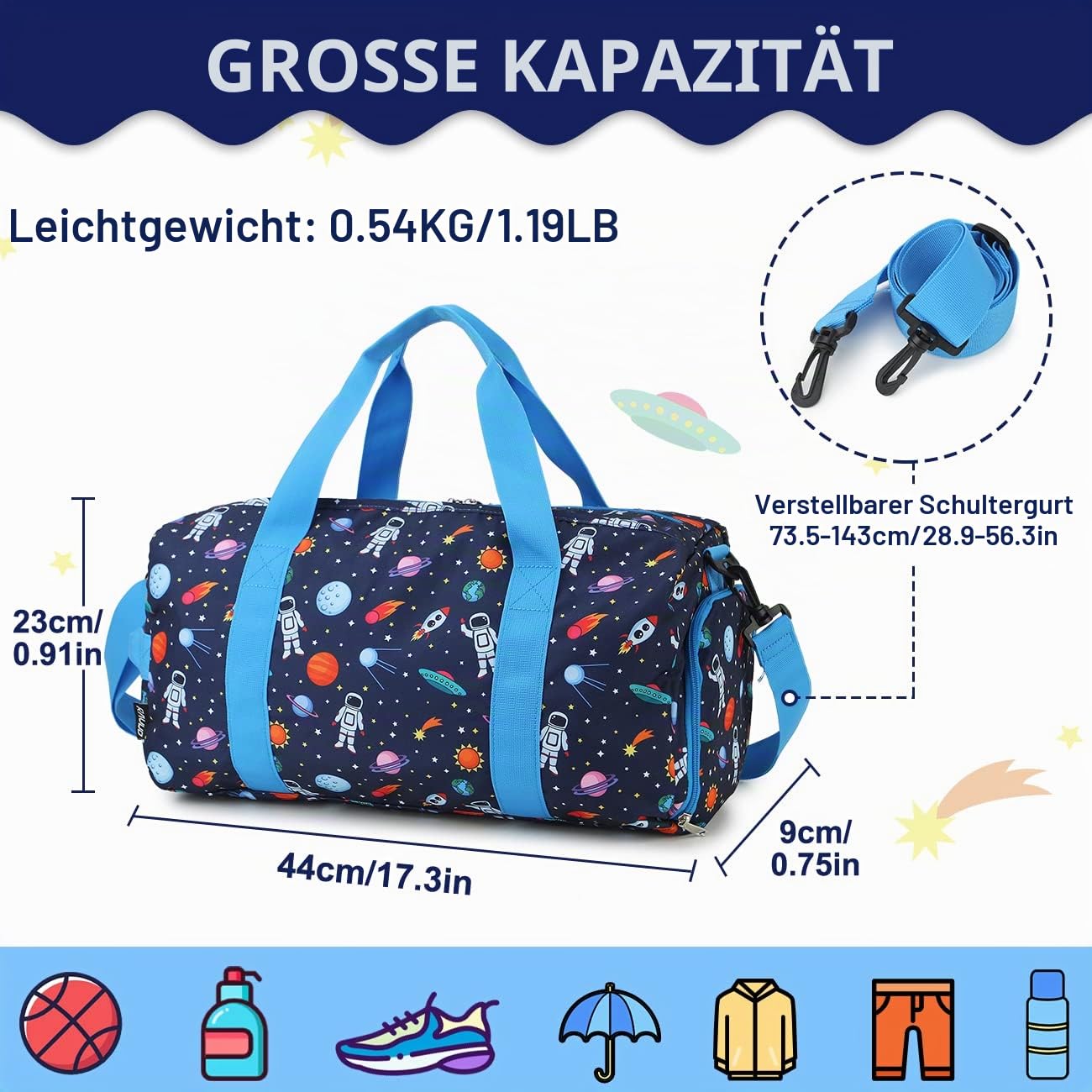 Reisetasche Kinder Jungen,RAVUO Wasserdicht Sporttasche Trainingstasche Mit Nassraum, Duffle Bag Schwimmtasche Badetasche Groß für Schule Reisenthel