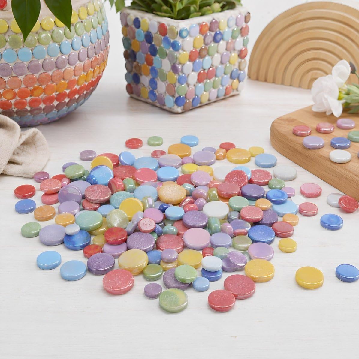 Tessere di Mosaico in Vetro Rotonde Piatte per Lavori Creativi