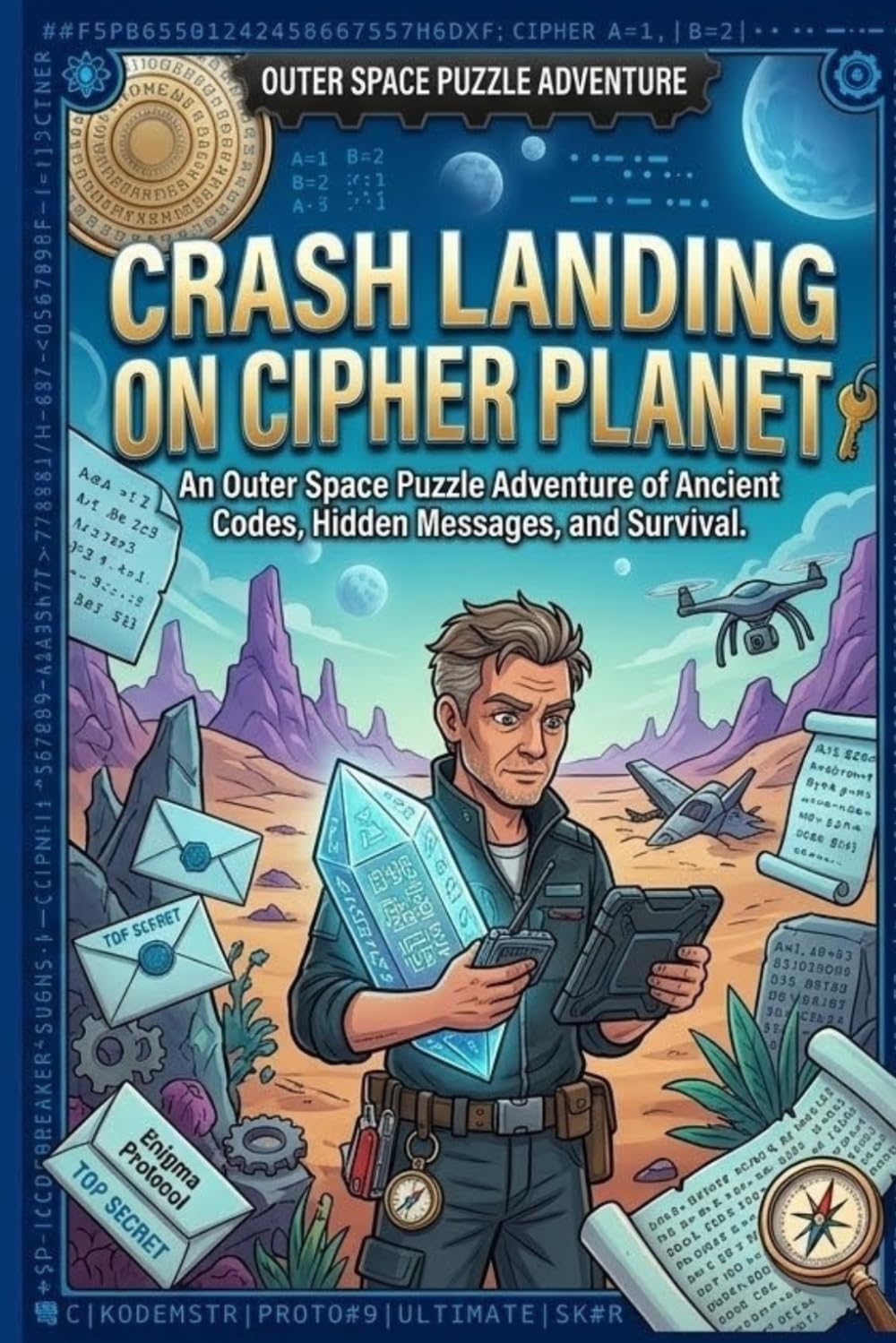 Crash Landing on Cipher Planet: An Outer Space Puzzle Adventure of Ancient Codes, Hidden Messages, and Survival (The Codebreaker Series)