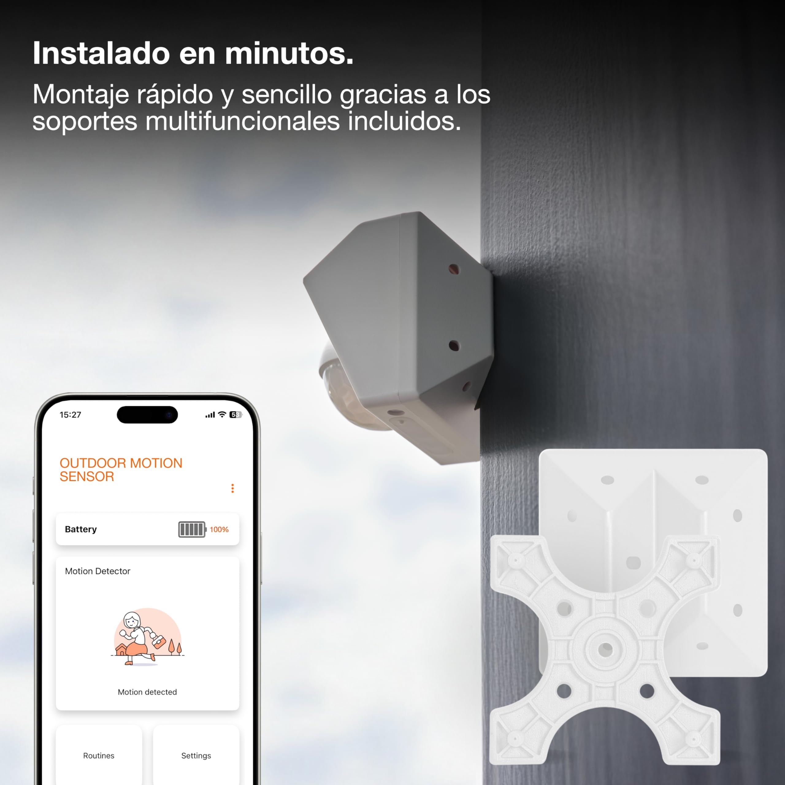 LEDVANCE SMART+ Sensor exterior para detección de movimiento con tecnología WiFi y célula solar, paquete de 4