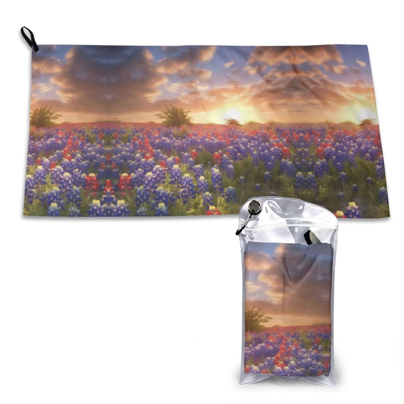 WXWJSHMGC Texas Bluebonnets Scenery Print Cooling Towel, Gym Towel,Cooling Towels For Neck, Soft Breathable Travel Cool Towel,Sports Towels For Gym,Camping