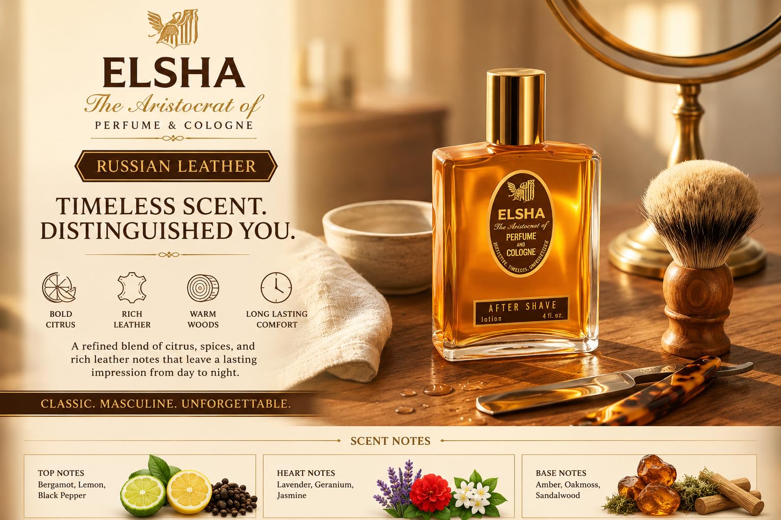 ELSHA 1776 Aftershave Splash, 4 oz