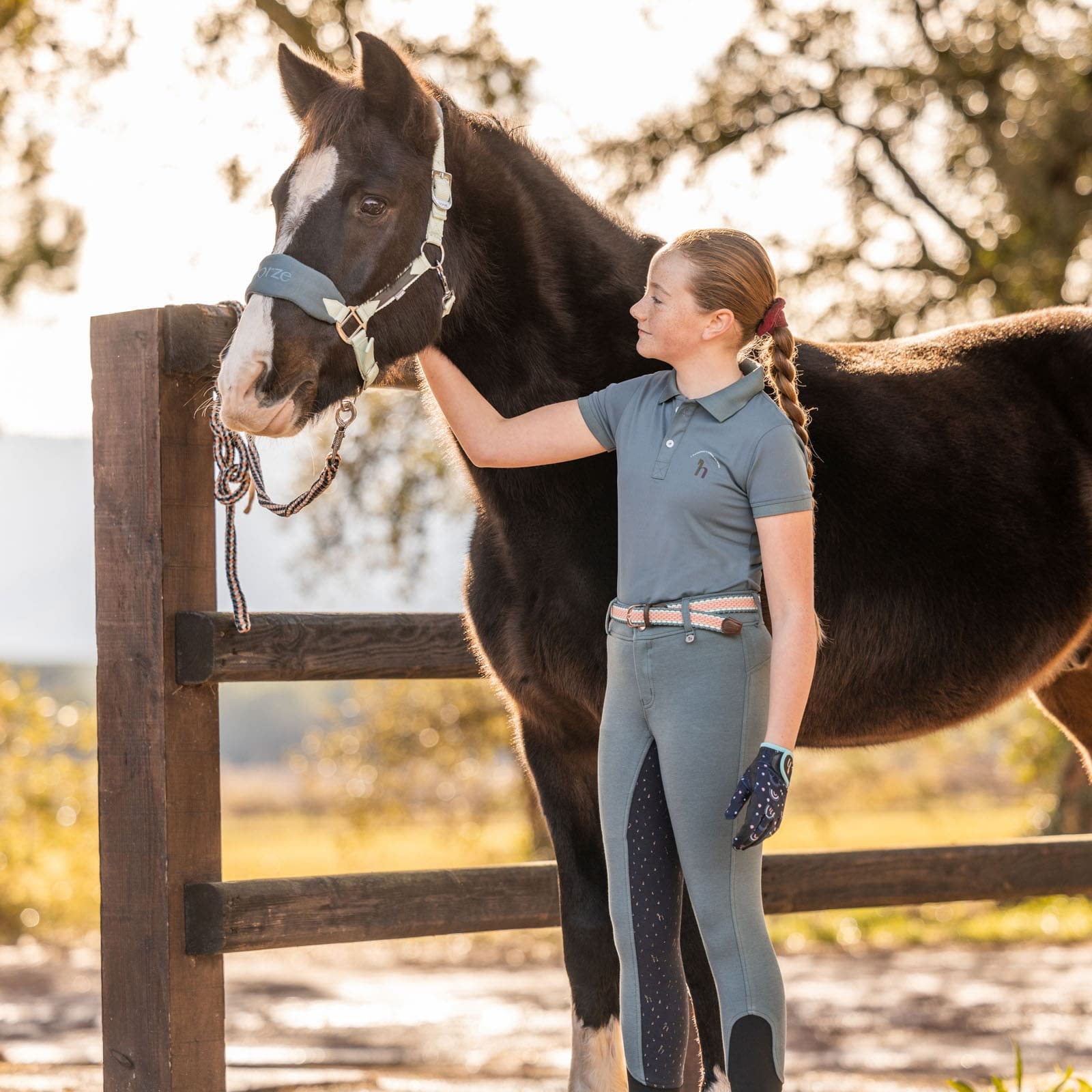 HORZE Rae Kids Technical Polo Shirt - Goblin Blue - M/L