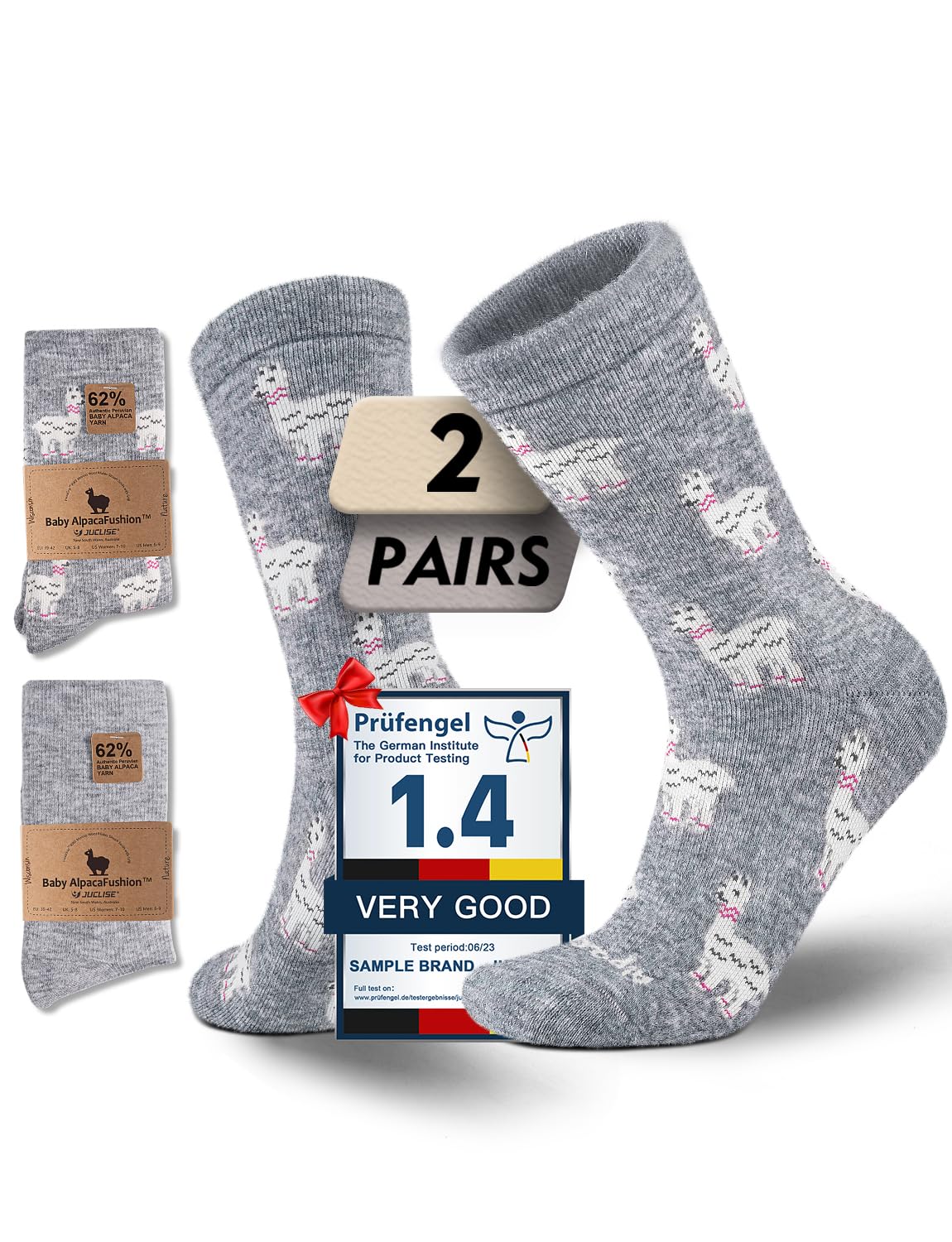 Juclise Baby Alpaca Wool Socks for Women, Warm Thermal Winter Crew Socks