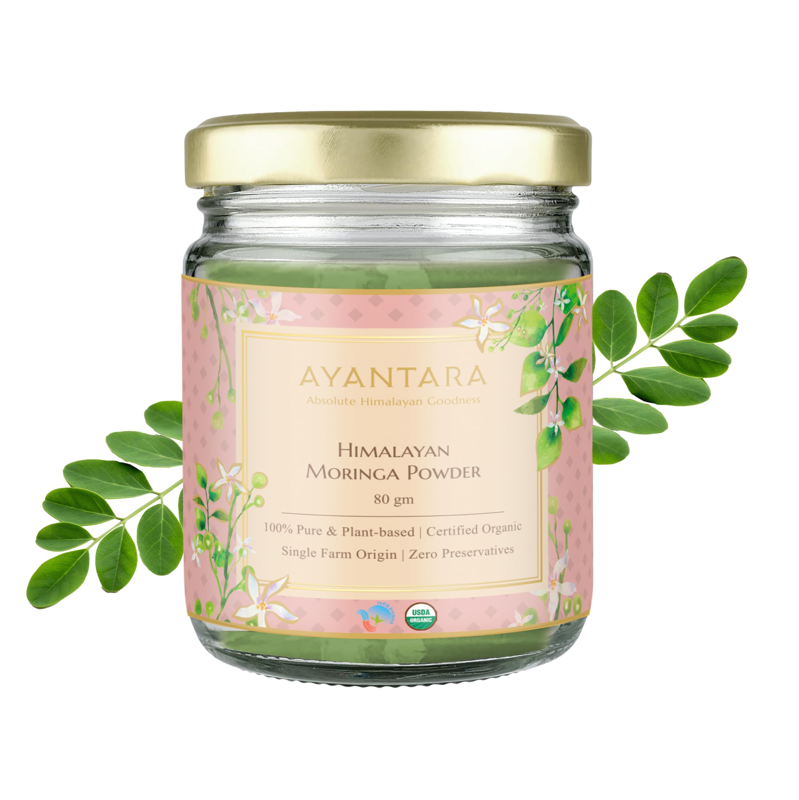 Ayantara Himalayan Moringa Leaf Powder - 80g | 100% Raw, Pure & Organic | Boosts Energy, Immunity, Stamina & Digestion | Rich in Vitamins & Minerals | No Preservatives or Heavy Metals | Lab Tested