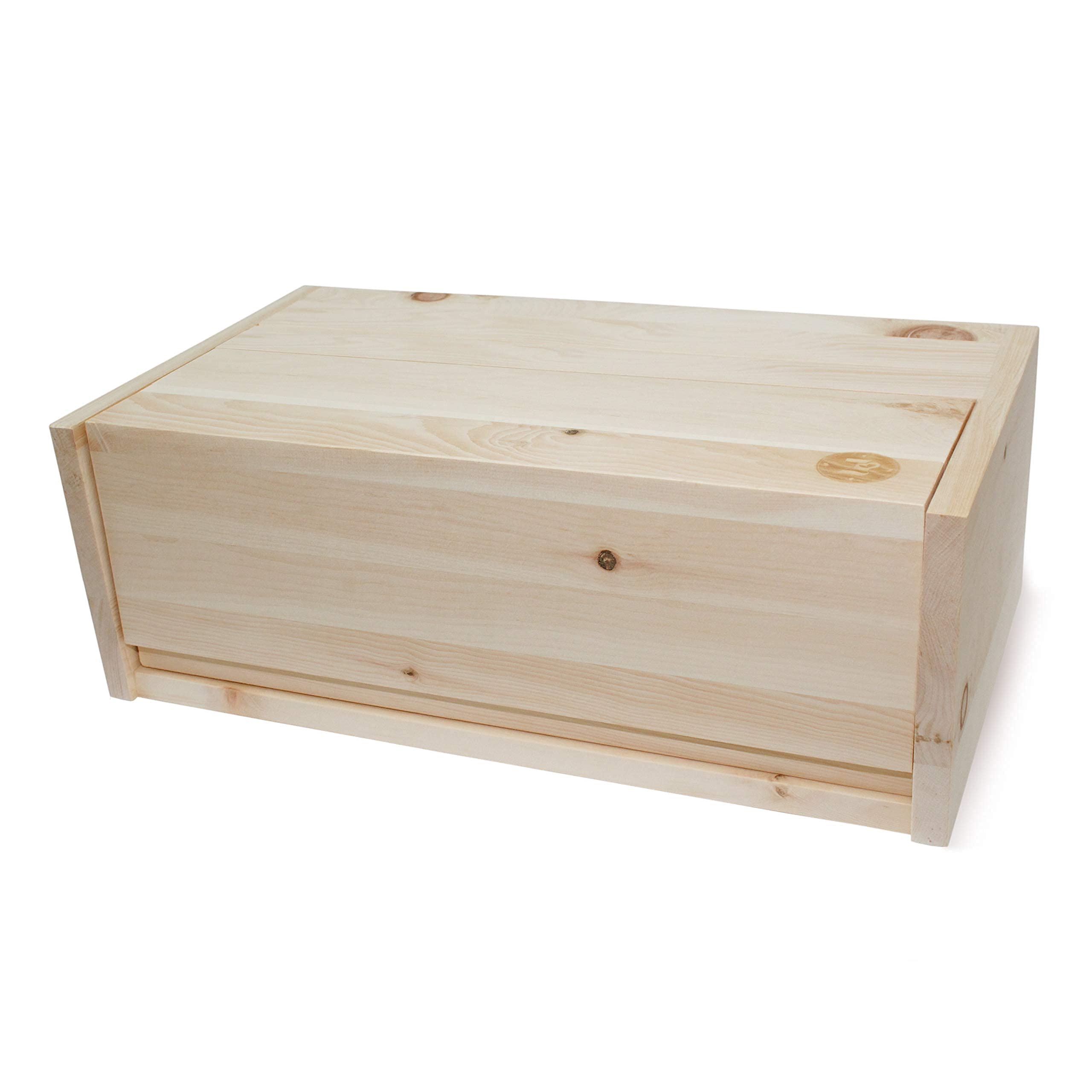 Brotkasten aus Zirbenholz mit Gitter und Bienenwachstuch, 45x16x25 cm | Handgefertigte Brotdose aus Naturholz, Made in Austria
