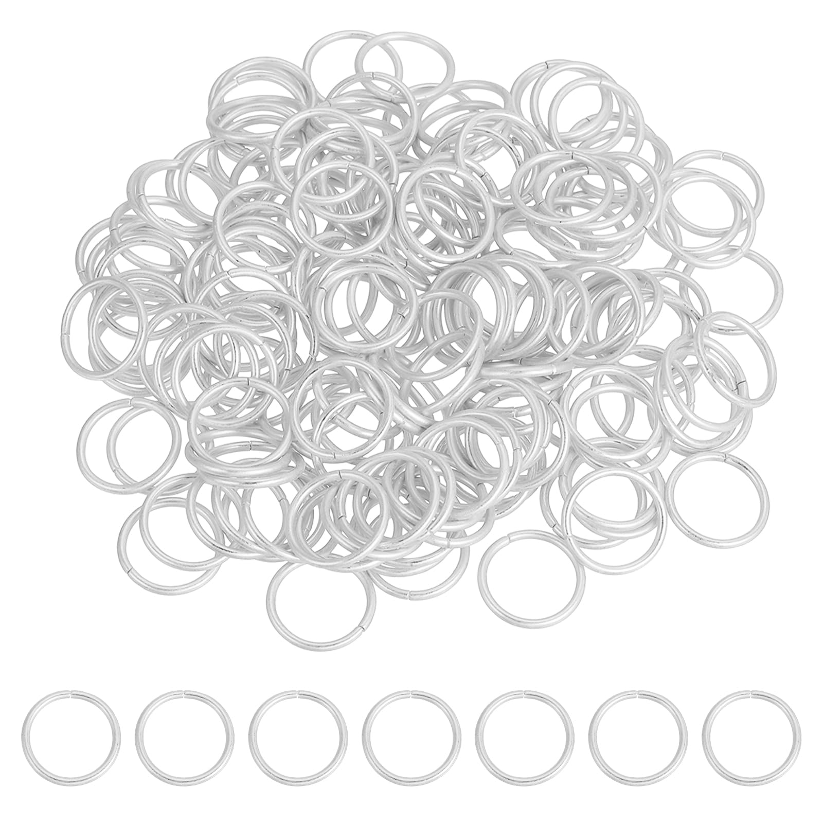 sourcing map 200 Pcs Open Jump Rings, 20mm Split Metal O Ring 2mm Thick Keychains Connector Ring for Jewelry Making DIY Necklaces Bracelet Earrings Craft Making, Matte Silver
