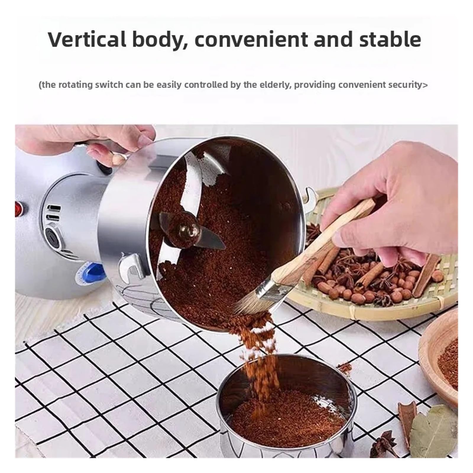 Smerigliatrice elettrica, 150G Grani Spezie Cereali Caffè Cibo Secco Macinacaffè Macchina Gristmill Casa Fagioli Espresso Elettrico