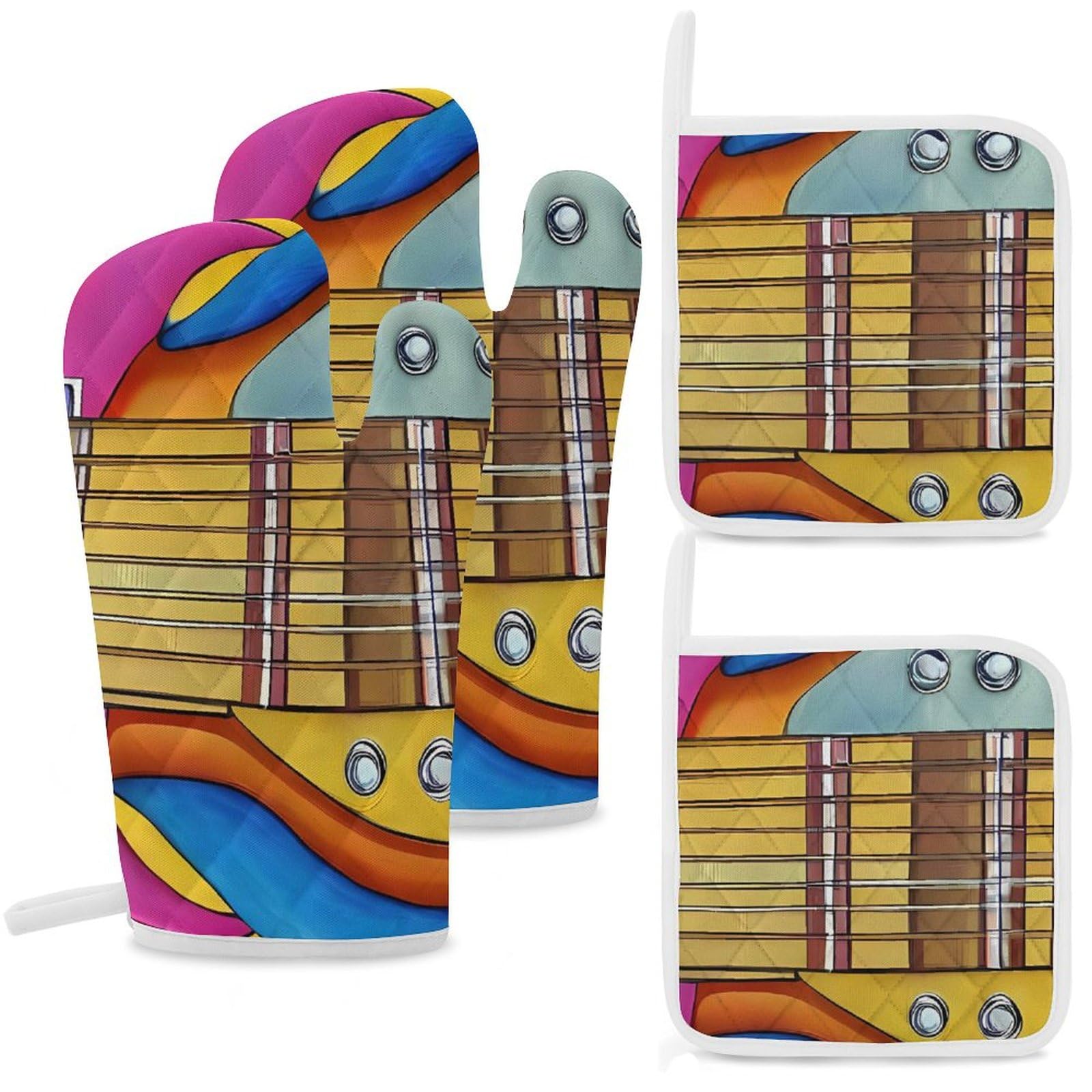 Maniques de cuisine motif guitare isolantes pâtisserie et cuisson