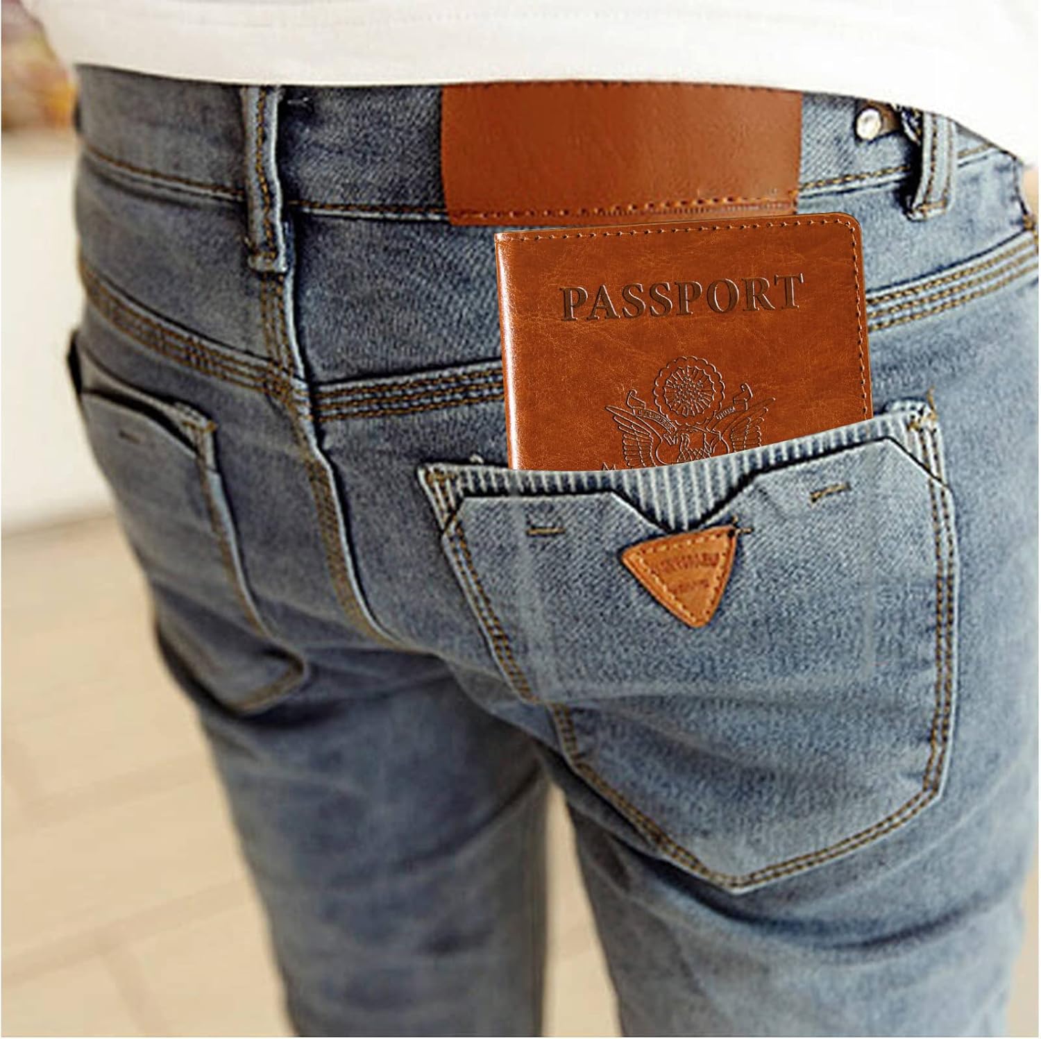  | Passport and Vaccine Card Holder Combo Passport Holder Vaccine Card Protector PU Leather Passport Wallet Cover Case Sleeve with PVC Vaccine Card slot Plastic Clear ID Card Holder Waterproof Brown | Passport Covers