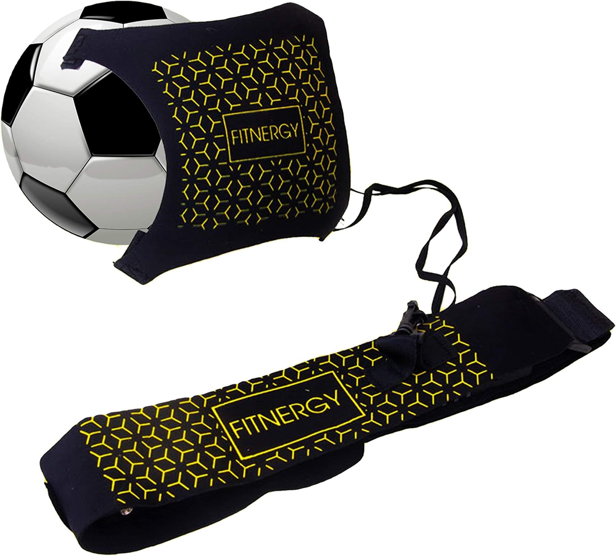F1TNERGY SOCCER Kick Ball Hands Free Solo TRAINER Adjustable Waist Belt Fits Ball Size 3,4 & 5 - Throw Football Practice Training Skills - Rebounder Belt Keepers Kid Youth Soccer Socks Ball Goal