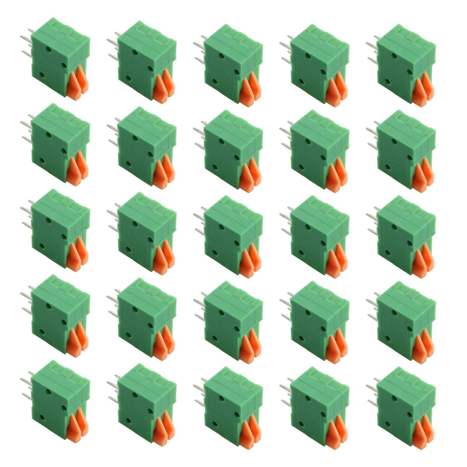 Tegg 25PCS 150V 2A 2.54 mm Pitch 2 Position 4P Spring PCB Terminal Block Connector