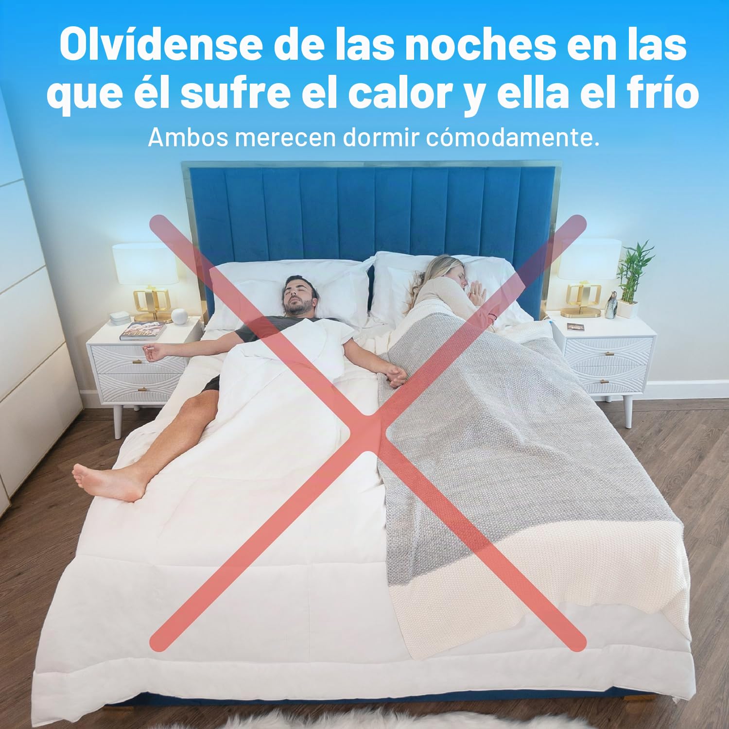 SöMN Funda Nórdica Zona Duo para Parejas Kömforte | Hipoalergénico | Edredón Alternativa para Dejar a Todos Comodos | Lavable en la Lavadora | Dos Temperaturas | (Blanco, Rey Europeo)