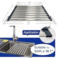 Vista 3 de Mamakura Roll Up Dish Drying Rack Over The Sink, Hangable Dish Drying Rack，Foldable Sink Rack Stainless Steel Sturdy Anti-Slip Multipurpose