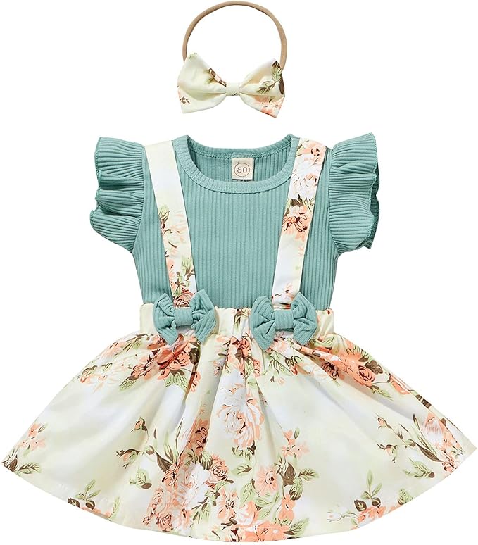 Amazon Co Jp ベビー服 トップススカート ワンピース スカート ロンパース 出産祝い 夏 女の子 超可愛い 出産祝い 女の子 ベビー服 リル袖 新生児服 ドレス 赤ちゃん ベビードレス 蝶结び ベビー セレモニードレス ヘアバンド付け 服 ファッション小物