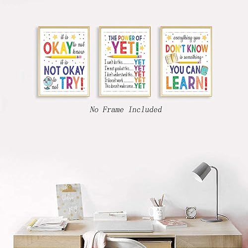 Miniatura 5 de Arte de pared con mentalidad de crecimiento, arte de pared motivacional, citas inspiradoras, arte de pared con frases motivacionales, sin marco.