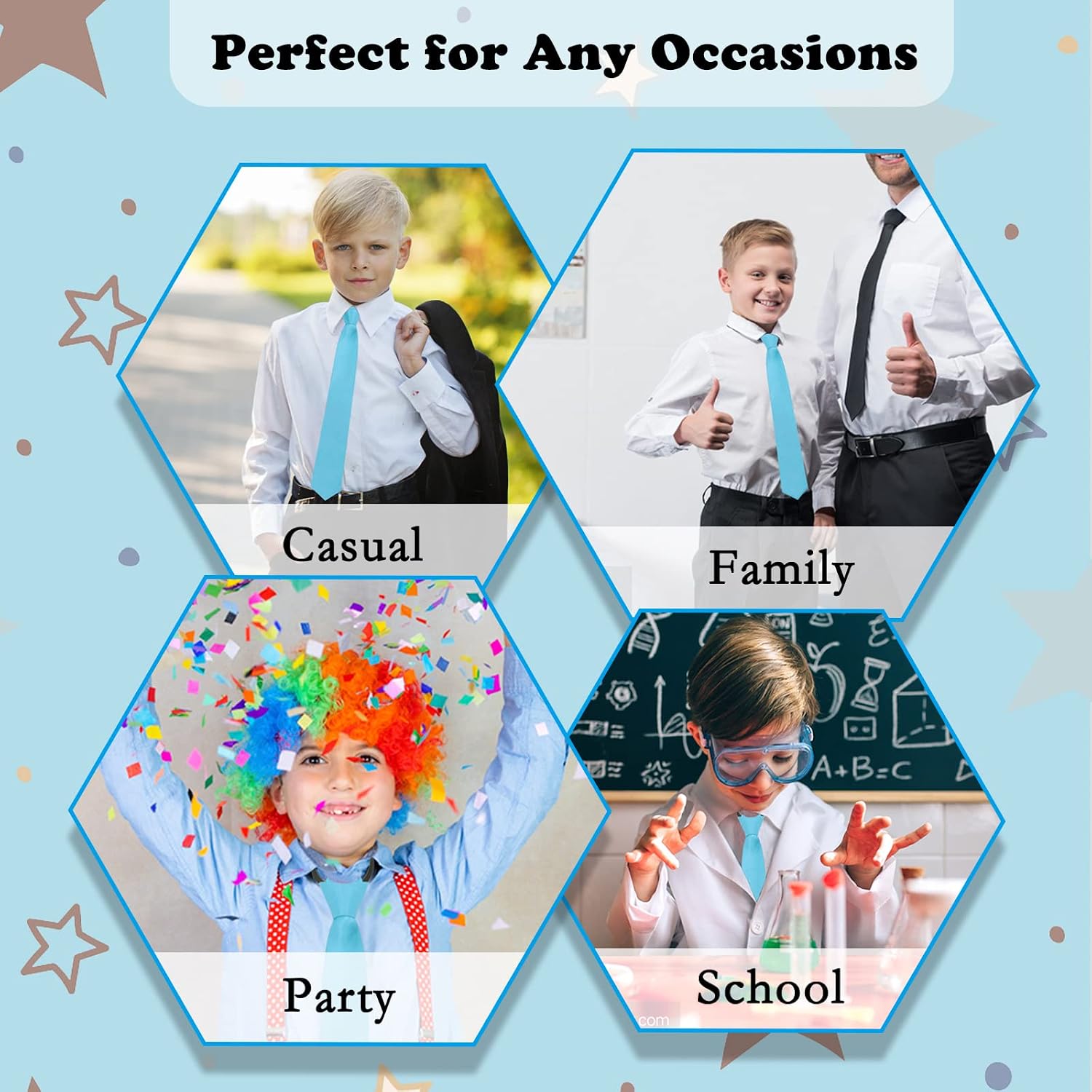 Mantieqingway School Ties for Boys Kids Adjustable Pre-tied Zipper Neck Tie for Weddings Graduation School Uniforms, 14inch
