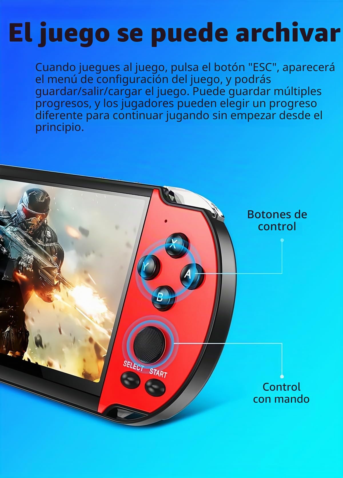 JXD 5.1 Pulgadas Retro Consola de Juegos portátil multifunción Múltiples emuladores Juegos Integrados Salida de vídeo/música/TV Viajes/Aire Libre/Ocio Entretenimiento Regalo de cumpleaños/Navidad