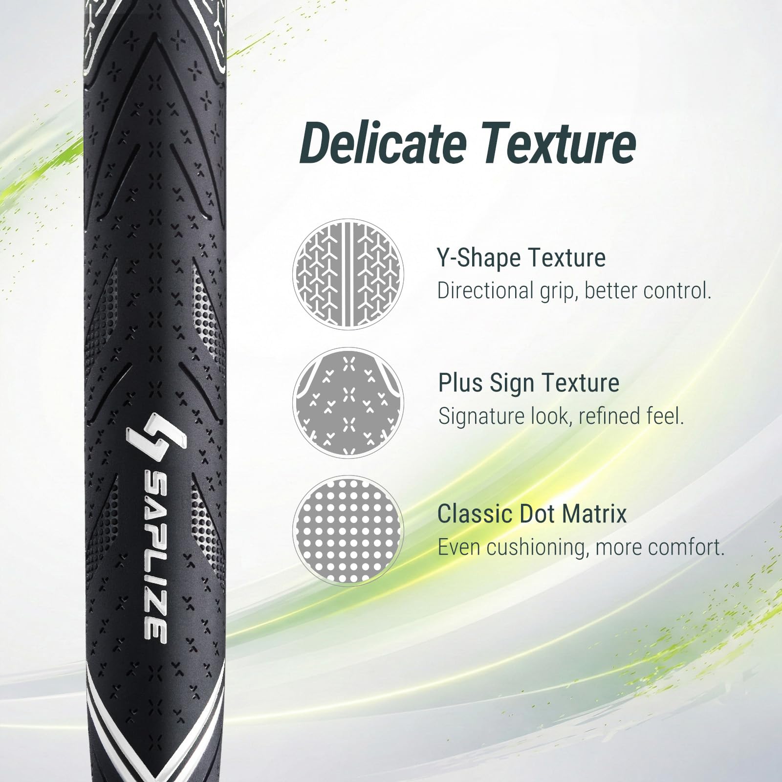 SAPLIZE Hochleistungs-Golfgriffe aus Gummi – rutschfest, stoßdämpfend – 13er Set inkl. Montageset – Standard / Mid / Jumbo – 6 Farboptionen – CC10 Golfgriff