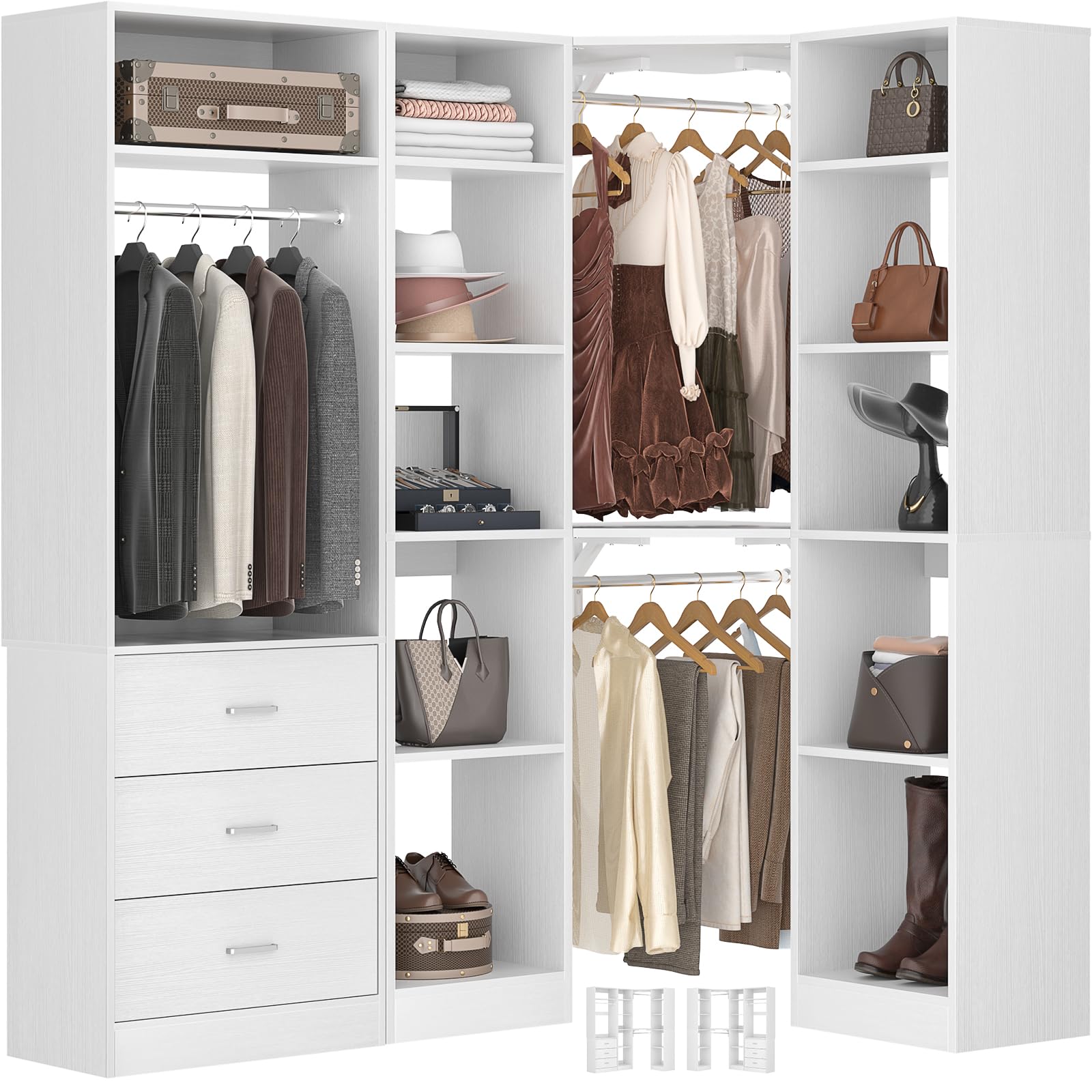 Besiost Corner Closet System with 2 Sets, 63.2