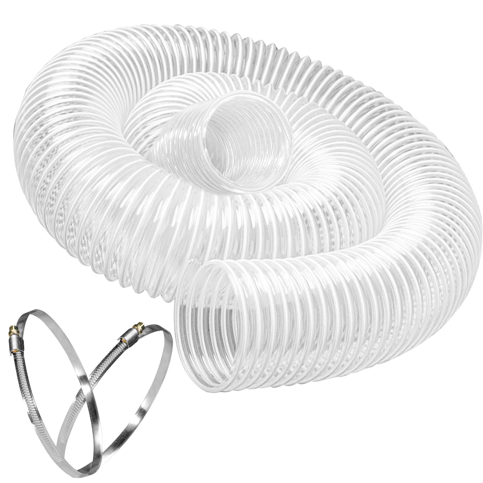 Manguera de recogida de polvo de 6 pulgadas x 10 pies, manguera de recogida de polvo de PVC resistente a pinchazos con bobina de alambre de acero al carbono, manguera flexible de recogida de humos de