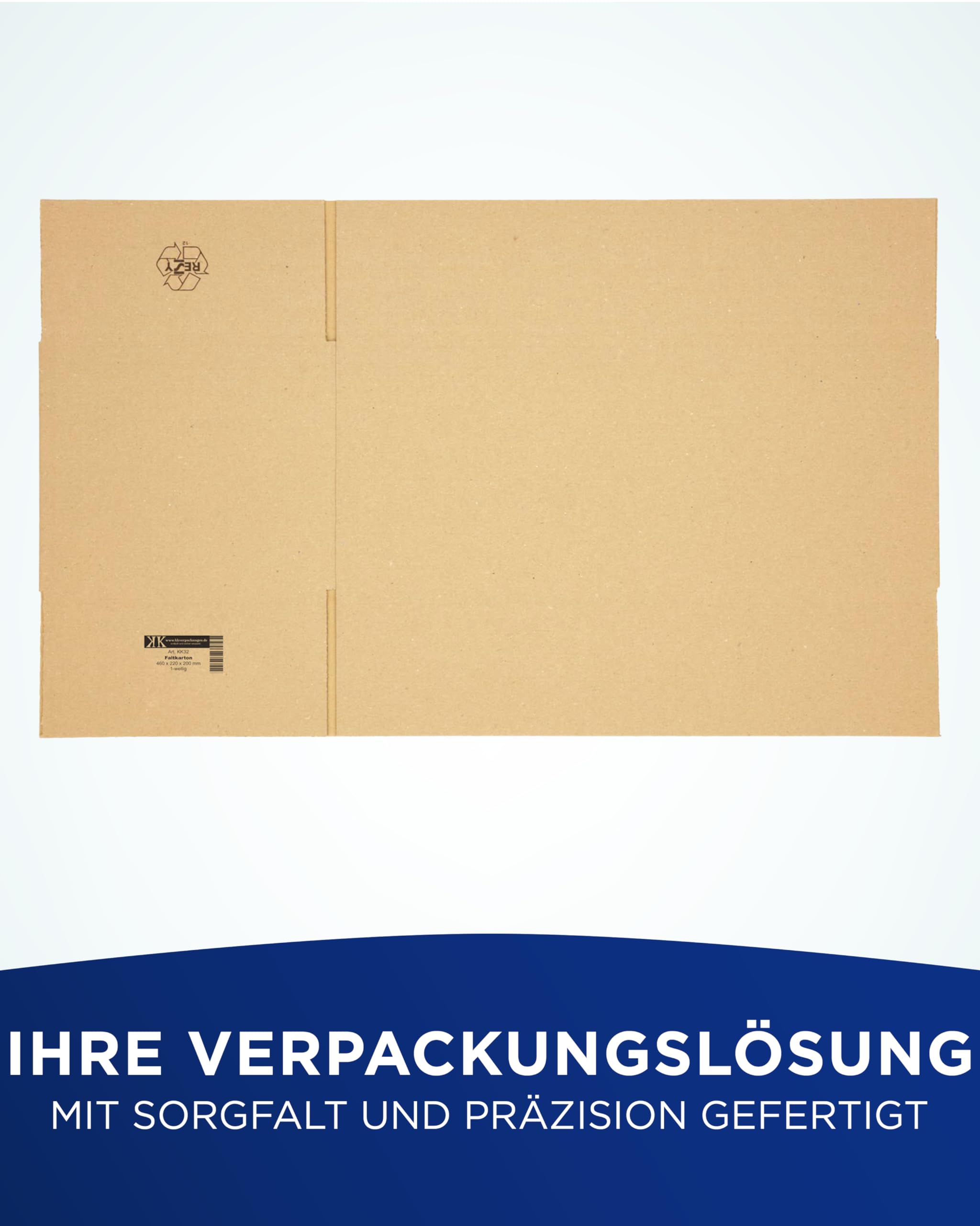KK Verpackungen Versandkartons 460 x 220 x 200 mm Braun 1-wellig (Außenmaß 465 x 225 x 210 mm) | 100 Stück, Faltkartons Kartons geeignet für Versand als DHL Paket DPD Hermes GLS Paketklasse M (KK32)