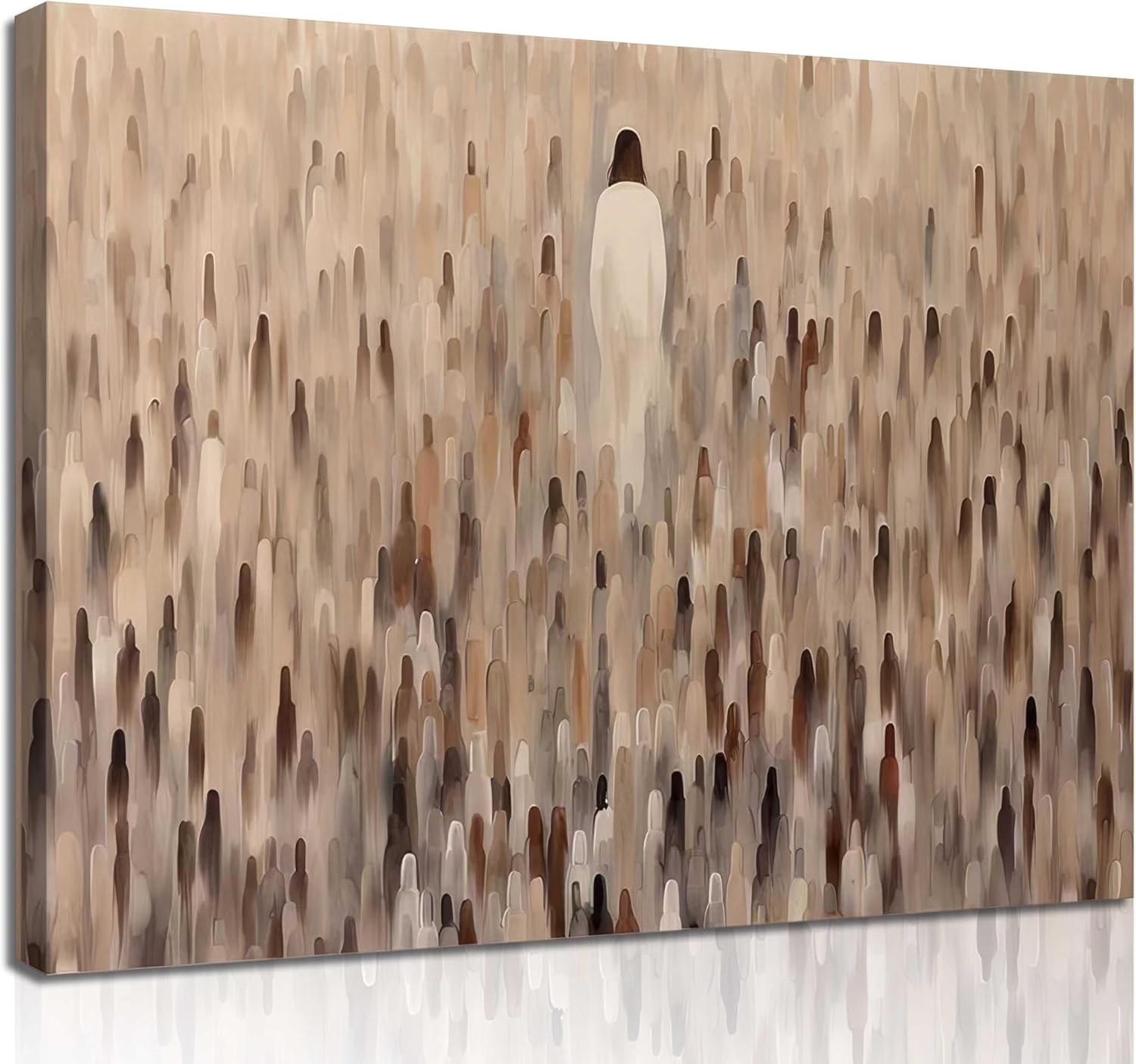 Jesus Feeds The 5000 Wall Art Christian Bible Poster God Faith Picture Watercolor Abstract Prints Jesus Loaves And Fishes Feeding Canva Painting for Church Living Room Religious Wall Decor Framed Jesus Feeds art 12"L x 16"W