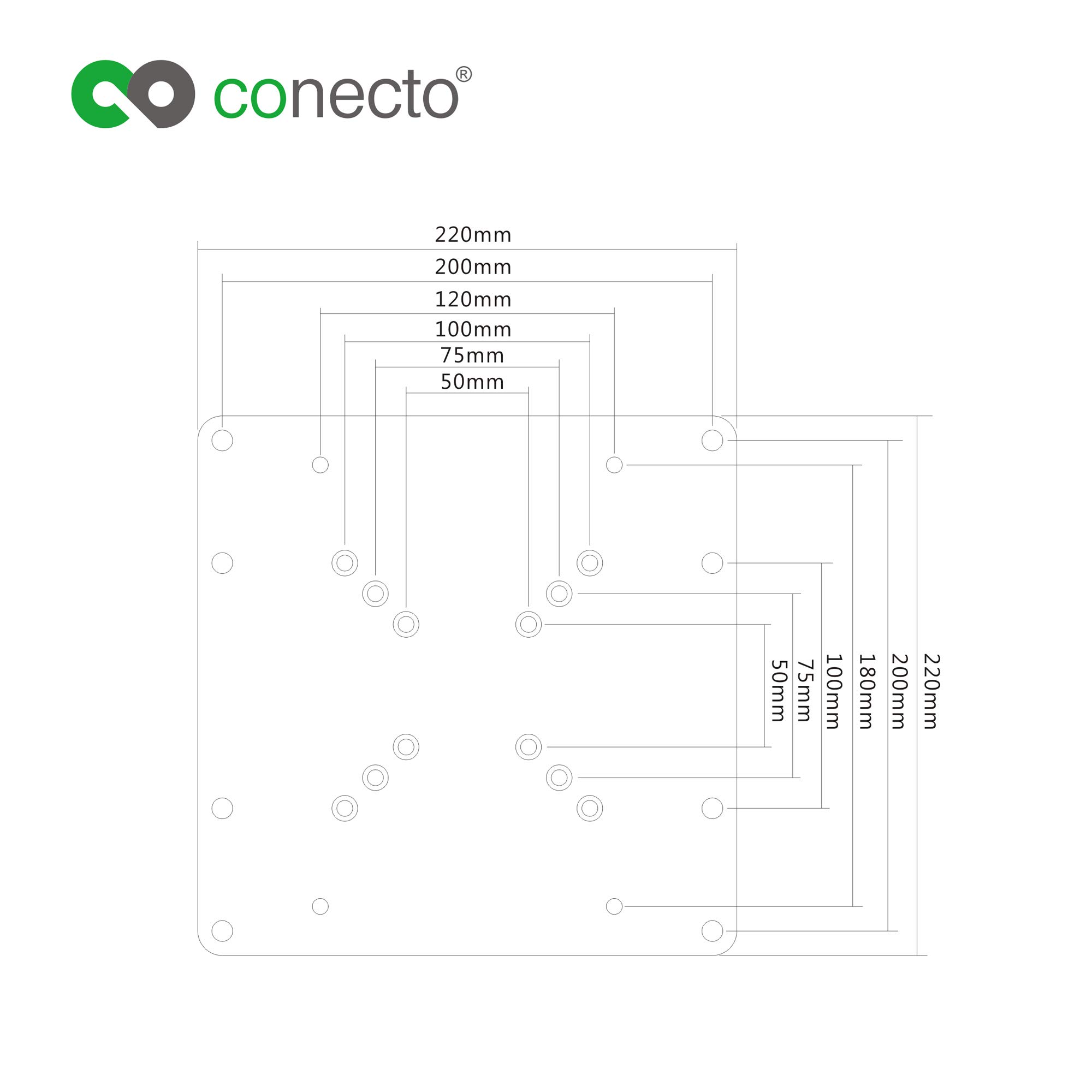 conecto CC50305 uniwersalny adapter VESA VESA 50x50 do 200x200, 1-częściowy, czarny