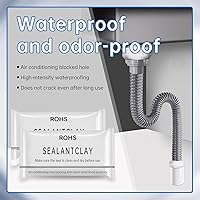 Vista 4 de Paquete de 8 masillas de sellado blancas impermeables para conductos, arcilla selladora de reparación, barro de reparación rápida para conexión