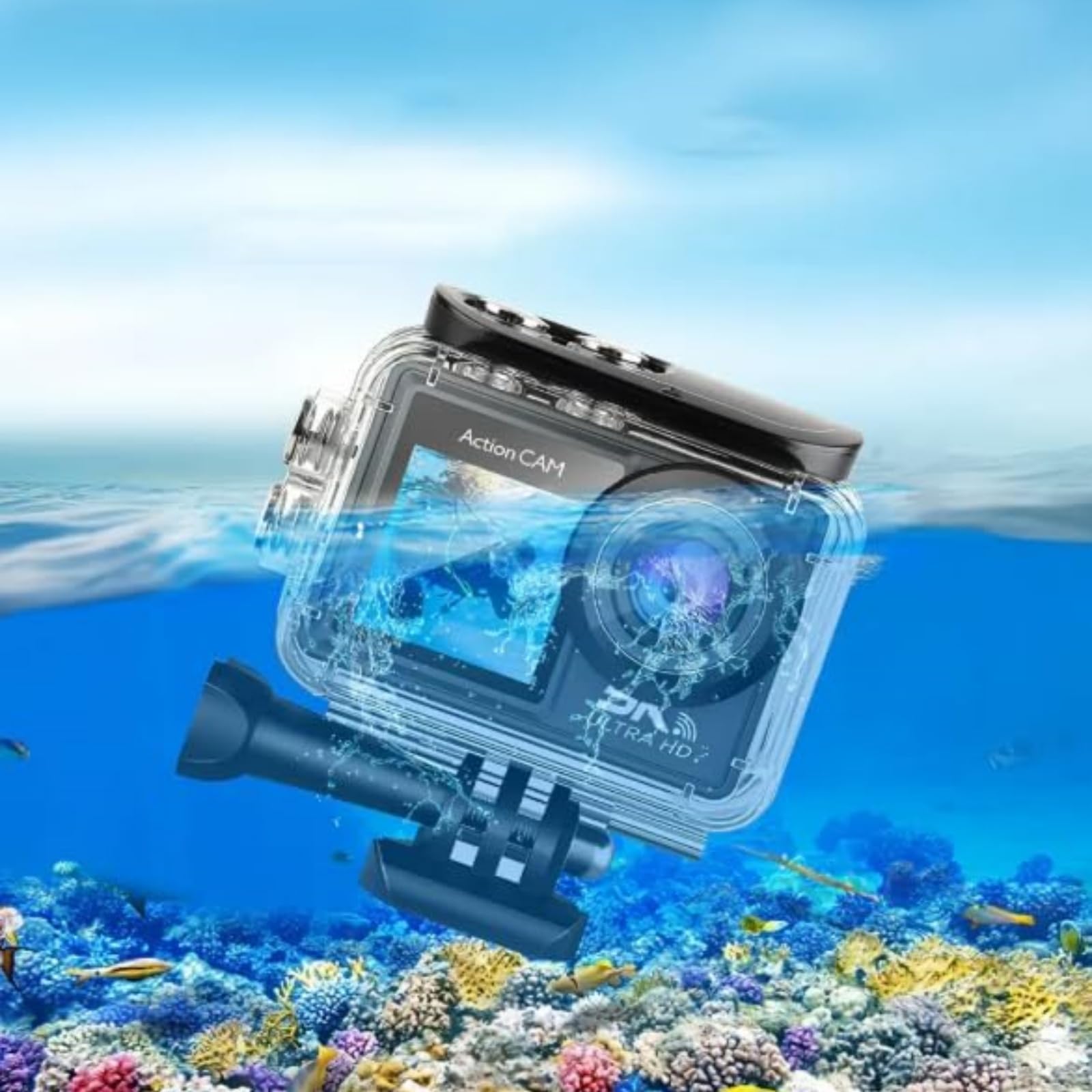 Puruxe Action Camera + scheda di memoria da 64 GB, 5 K, 24 megapixel, completamente attrezzata con accessori, supporta la funzione di telecomando, adatta per registrare vlog e