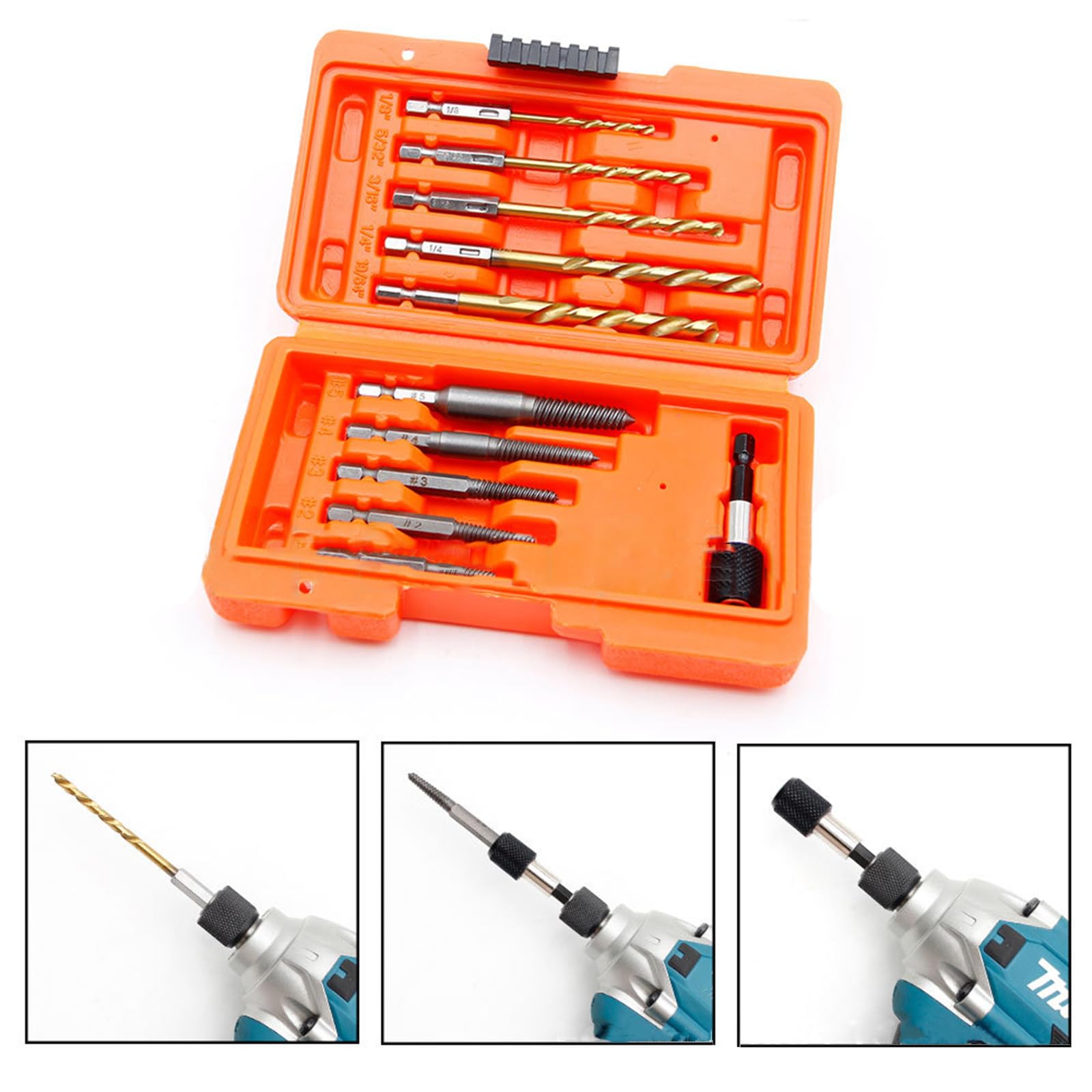 Screw Extractor and Drill Bits Set Screw Remover Reverse Drill Bits Extractor for Removing Screws