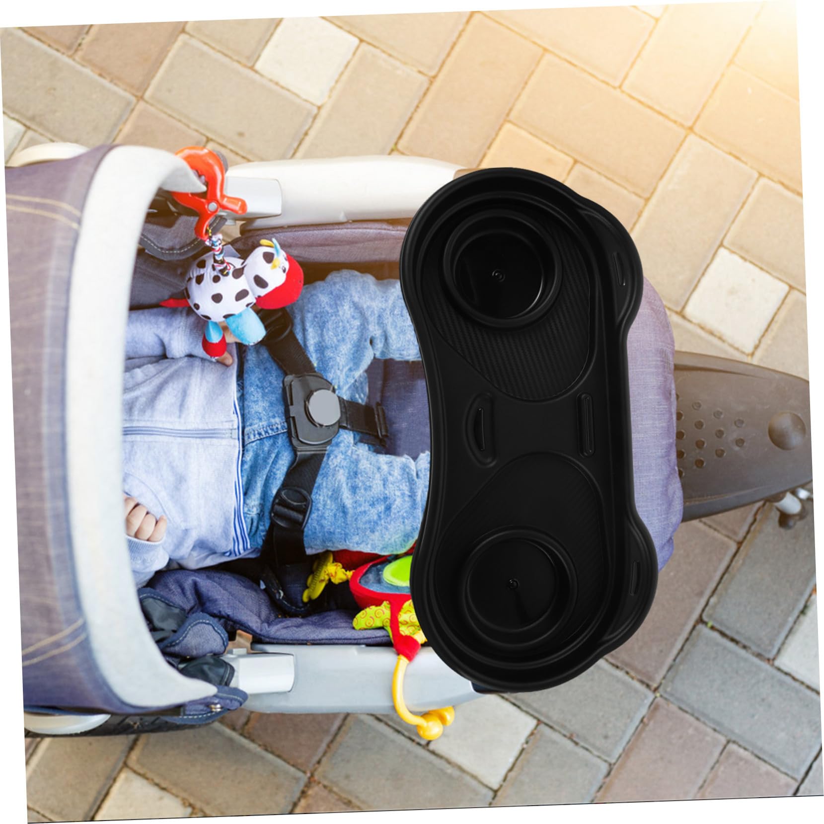 Hohopeti Vassoio per Passeggino Forma di Panda Antiscivolo e Rimovibile Porta Snack e Bicchiere Organizer per Accessorio Pratico per Uscite Quotidiane e Viaggi