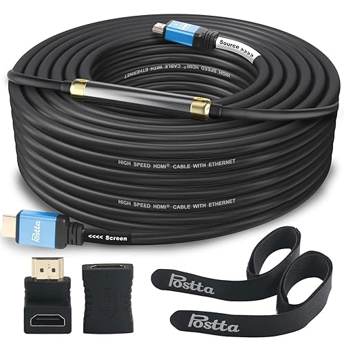 Postta Cable HDMI de 75 pies con amplificador de señal integrado HDMI 2.0V con 2 bridas de cable + 2 adaptadores HDMI compatibles con 3D, 1080P,