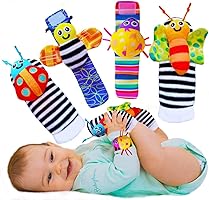Babycheeks Baby Wrist Rattle & Foot Finder Socks - Infant Developmental Sensory Learning Toys for Boys and Girls from...