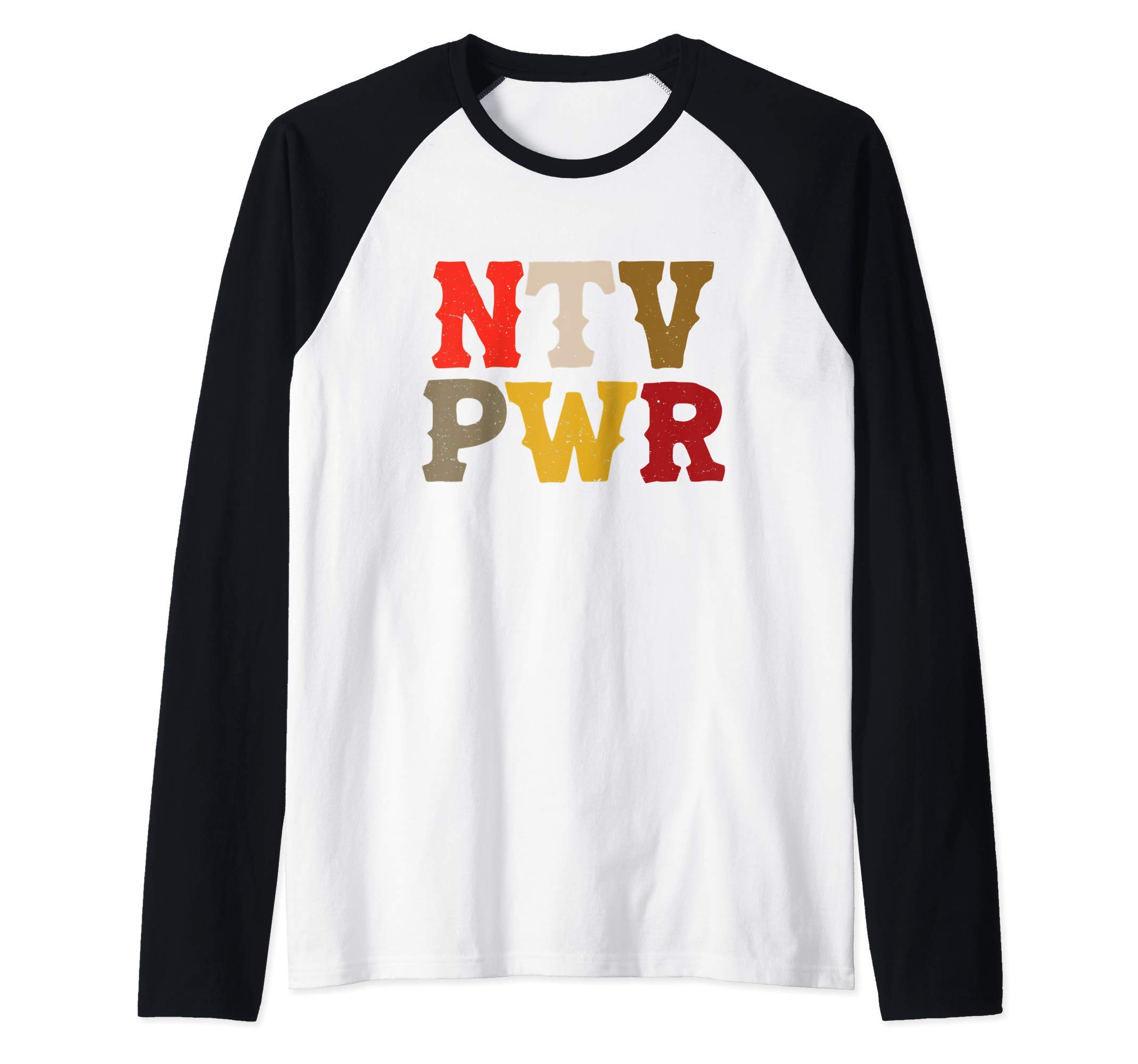 NDN Tee Co.NTV PWR Indigenous Native Power American Indian Design Raglan Baseball Tee