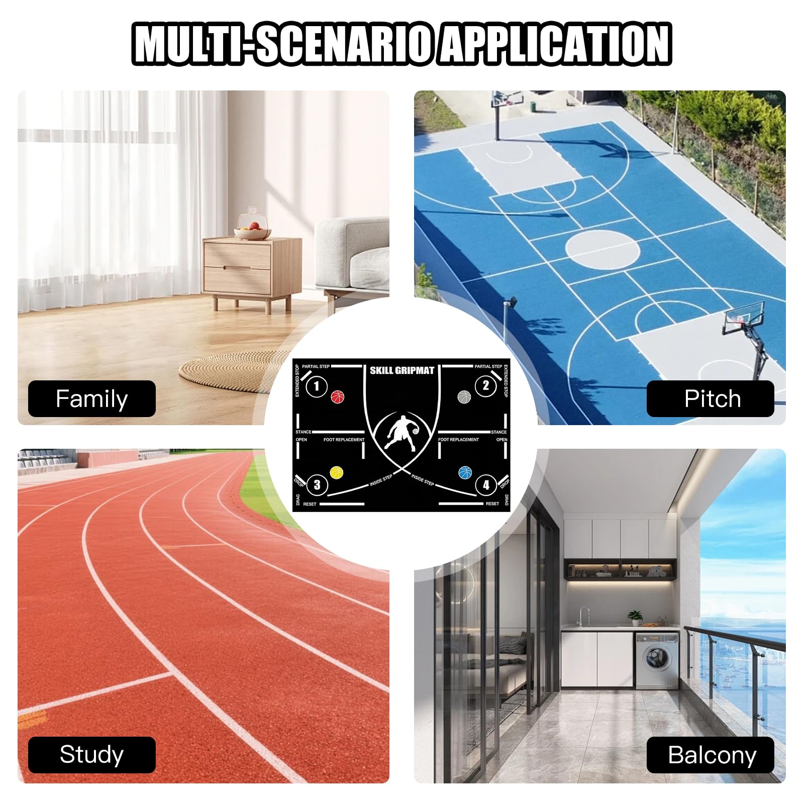 Esterilla de entrenamiento de baloncesto, 120 × 80 cm, antideslizante, para entrenamiento de pies y regateo, silencioso, gran formato para entrenamiento de pasos de baloncesto, interior y exterior