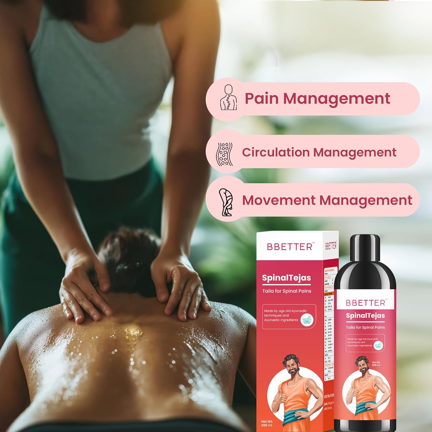 BBETER Spinal Tejas - Oil for Spinal and Cervical Pain | Age old Ayurvedic techniques created BBETER Spinal Tejas - Oil for Spinal and Cervical Pain | Age old Ayurvedic techniques created