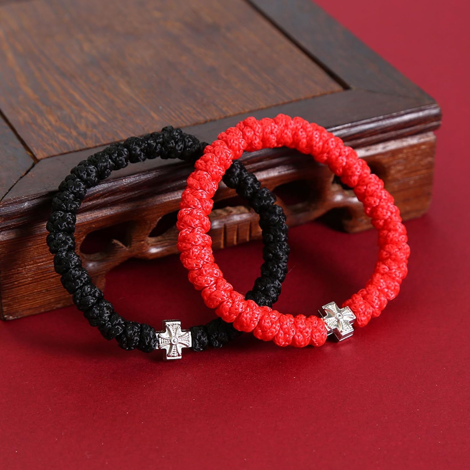 Handwoven Cross rosary Bracelets Rosary For Women Metal Rosary Cross Bracelets Prayer Bracelet Religious Bracelet Red - Image 6