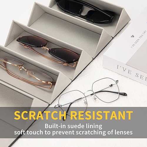 Vista 5 de Estuche de viaje para lentes de sol, organizador plegable de 5 ranuras, caja de almacenamiento colgante para mujeres y hombres, Negro