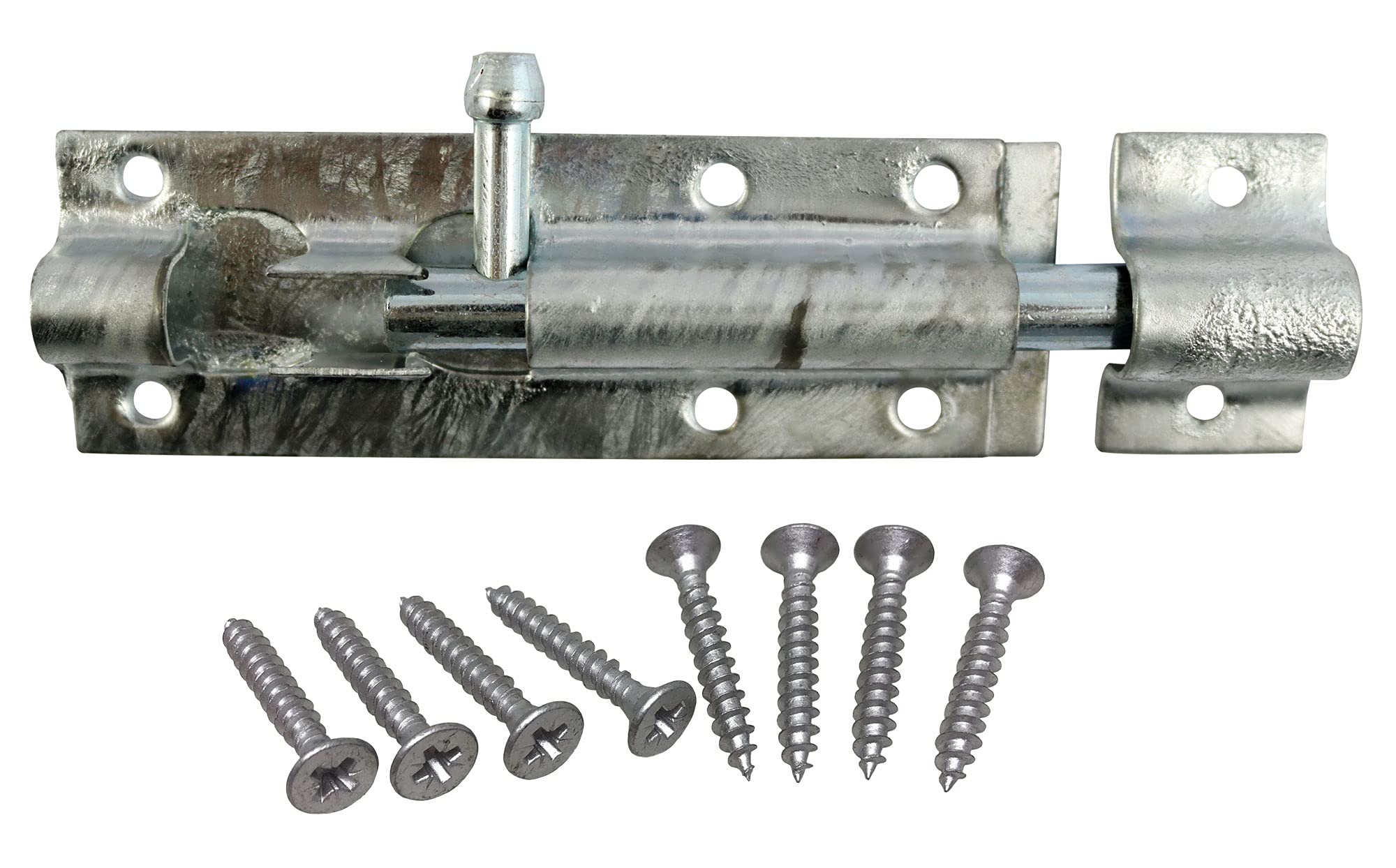 Timco Silver Straight Tower Bolt - Comes With Fixings - Great For Securing Flush Fitting Gates And Shed Doors In A Closed Position, Adding Increased Security.