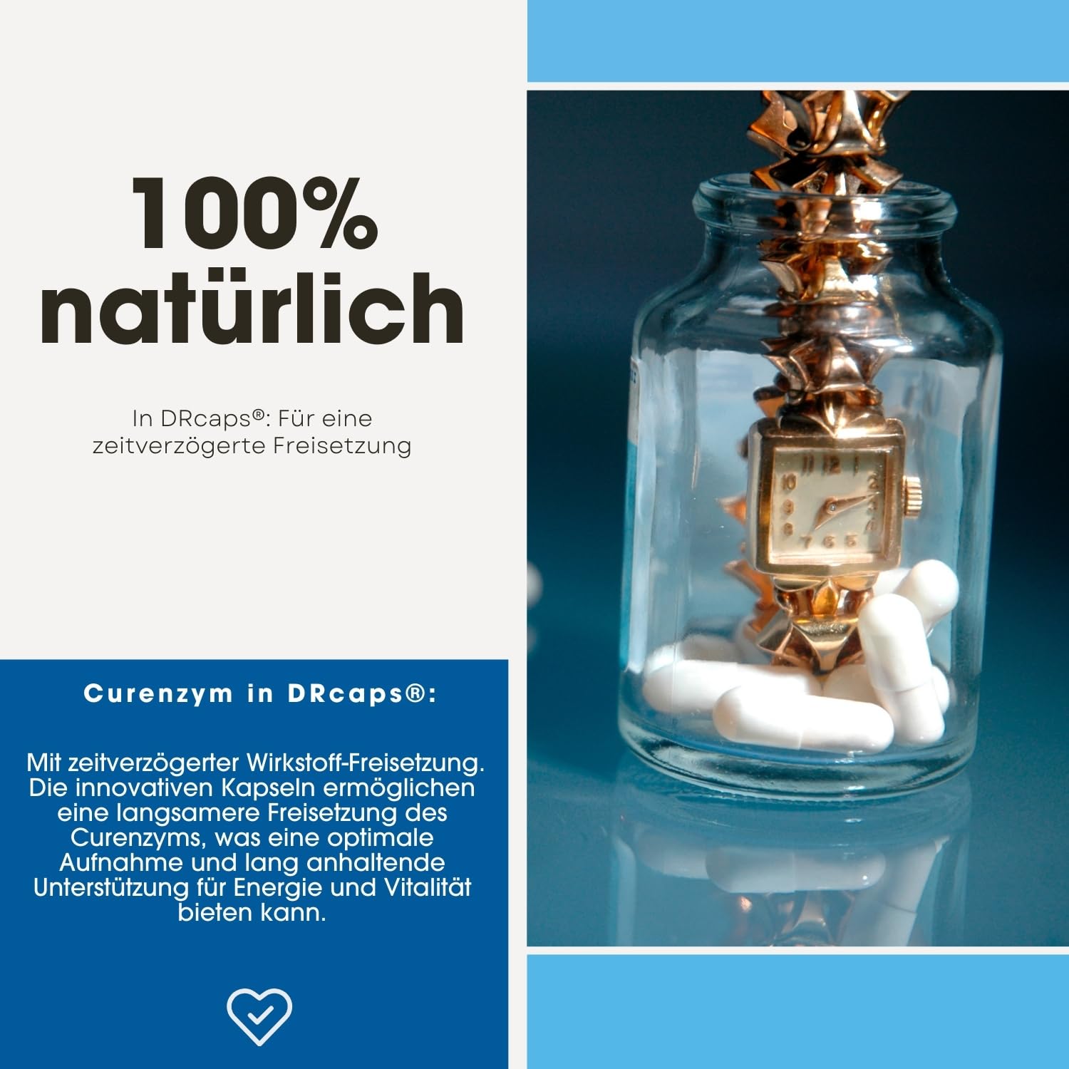 Fair & Pure Curenzym Plus, 100 Kapseln, schluckfreundlich, magensaftresistent, Enzym Komplex mit Bromelain, Trypsin, Chymotrypsin und Rutosid, ohne Magnesiumstearat, made in Germany