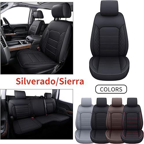 Miniatura 8 de LUCKYMAN CLUB Funda para asiento delantero Chevy SilveradoSierra X04-S3, compatible con 2007-2024 15002500 HD3500 HD Crew, regular, dobleextendida