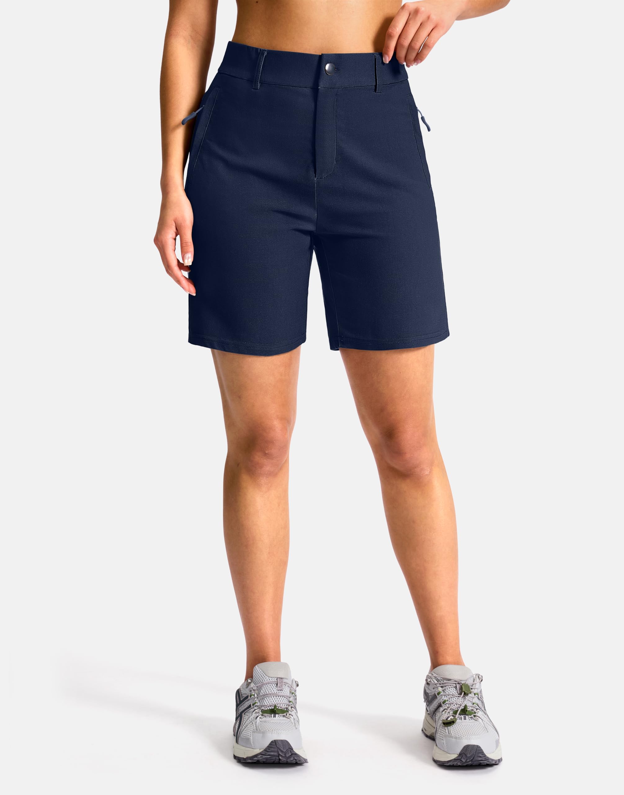SANTINY Women's 5"/7" Hiking Golf Shorts with 3 Pockets Stretch Quick Dry Outdoor Travel Work Shorts for Women Casual Summer — view 4