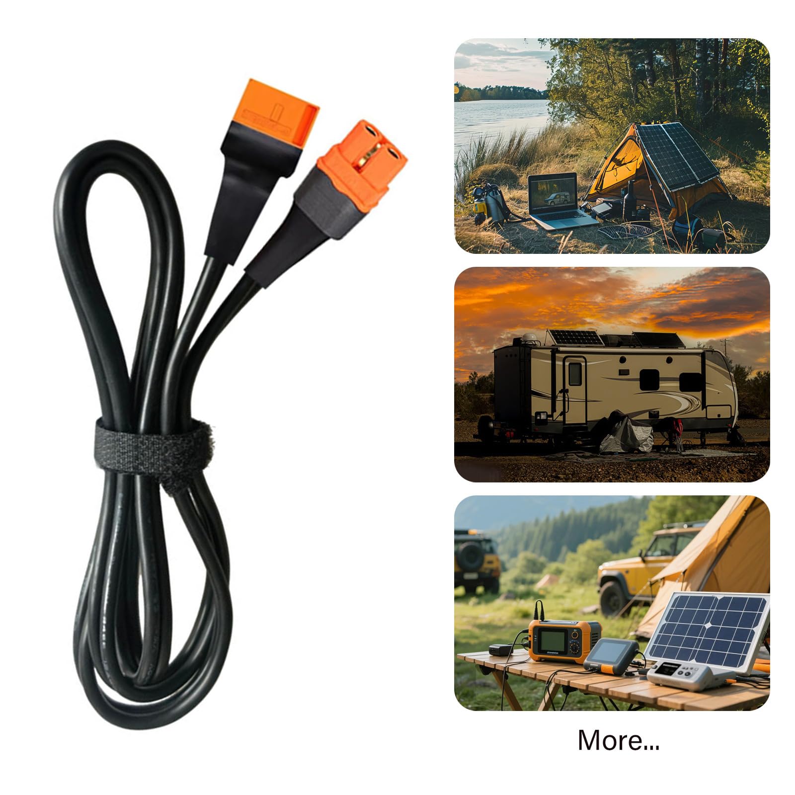 XT60I kabel przedłużający, męski do żeński, 12 AWG, kabel połączeniowy do przenośnych elektrowni i panelu słonecznego, kabel połączeniowy z panelem fotowoltaicznym