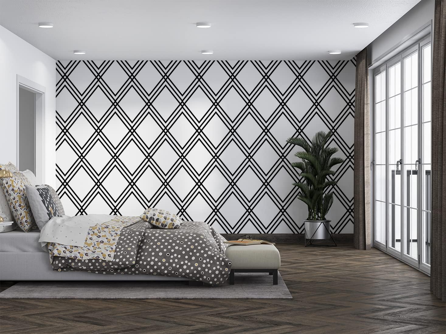 JLHOUSE Wallpaper Peel and Stick Wallpaper Geometric 17.7'' x 118'' Black and White Stripe Wallpaper Self Adhesive Reomvable Textured Decovative Wallpaper Wall Covering Vinyl Rolls