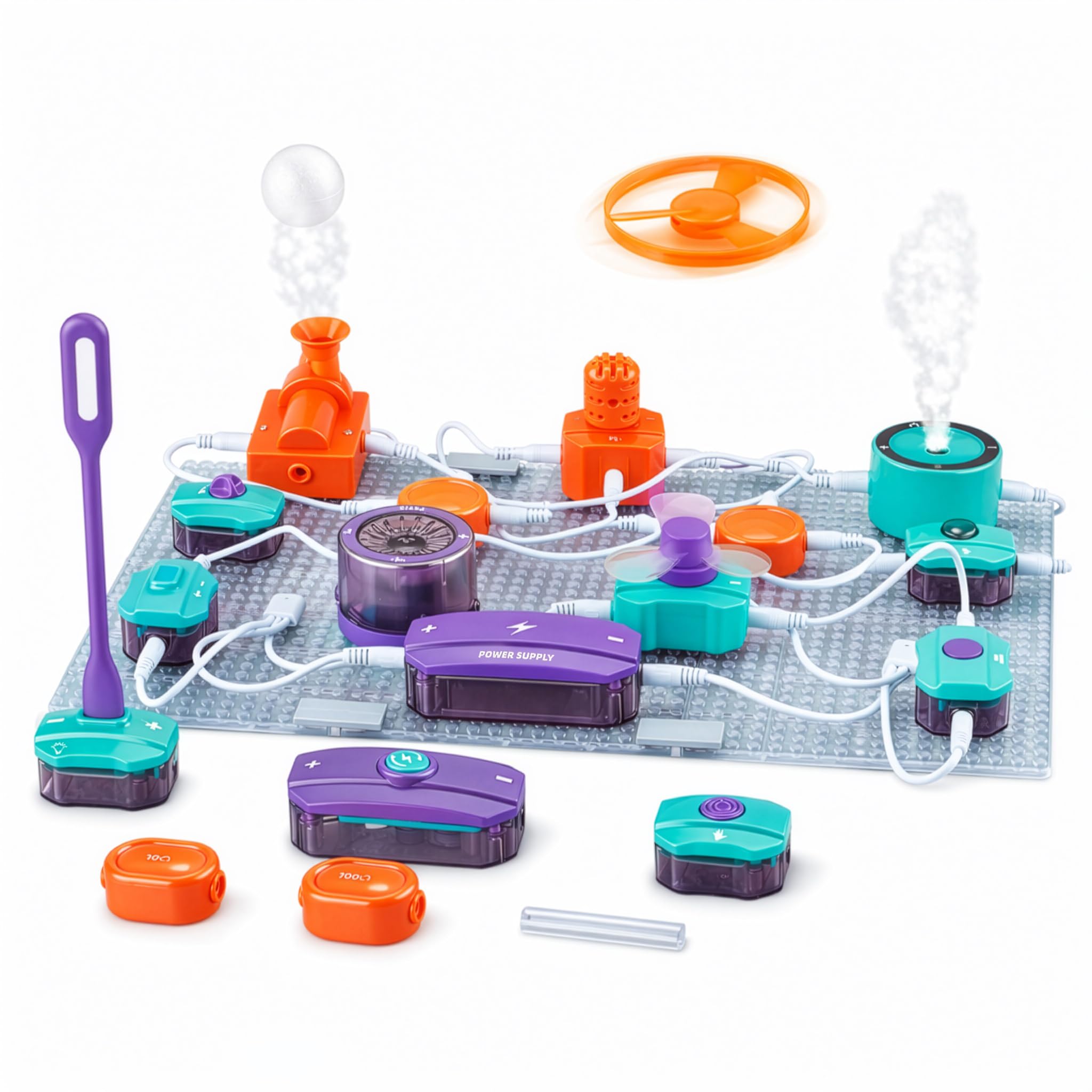 Elektronik Baukasten für Kinder STEM Physik Experimentierkasten mit Lichtsensor & Mikrofon Lernset mit Grundplatte Kreatives Wissenschaftsspielzeug für Jungen & Mädchen Ohne Batteri (45 PCS)