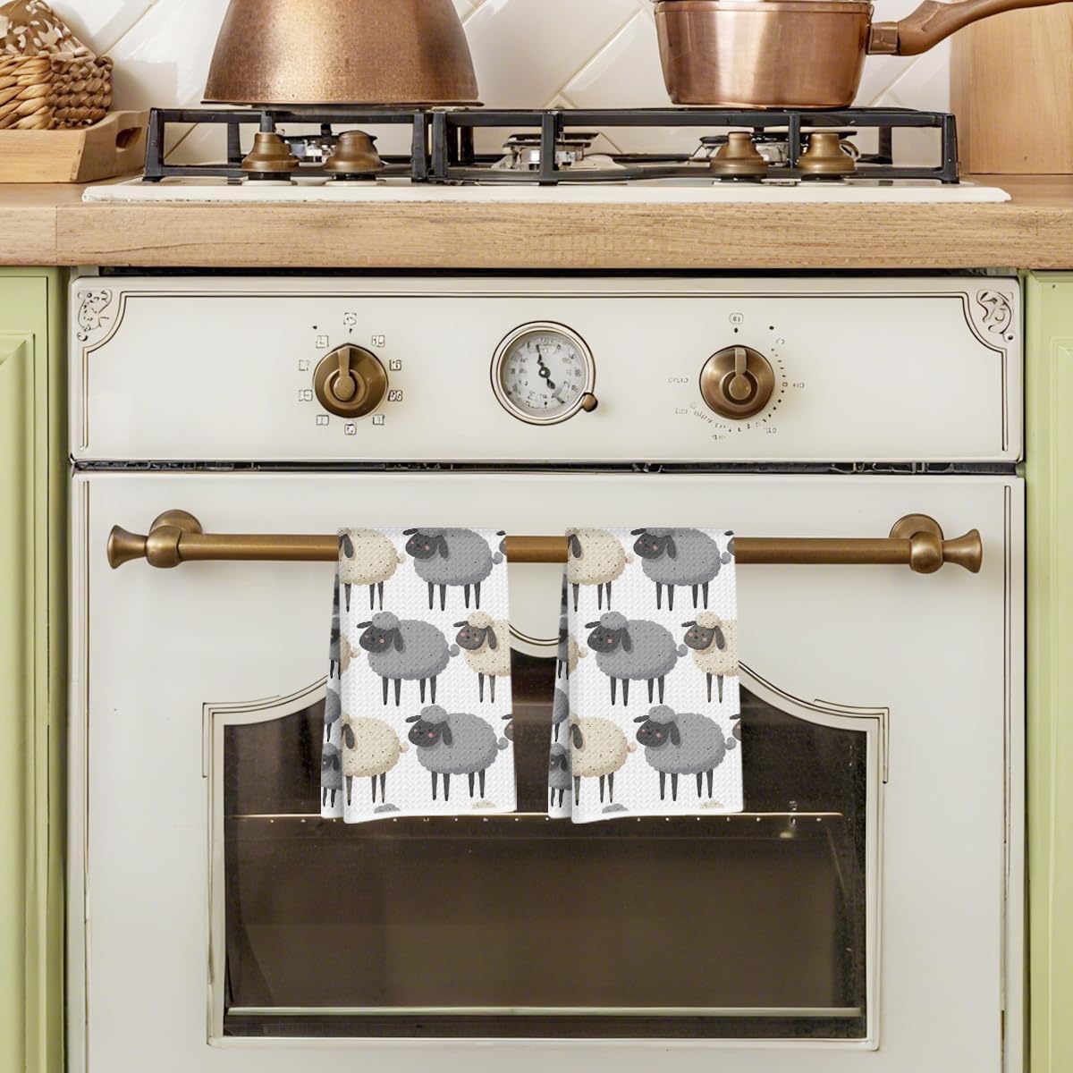 2 Pcs Sheep Kitchen Towels, White Sheep Soft Absorbent Tea Hand Towel, Microfiber Dish Cloths for Drying Dishes, Waffle Dish Towels for Kitchen Bathroom Home Decor, Farmhouse Gifts for Women Mom - Image 4