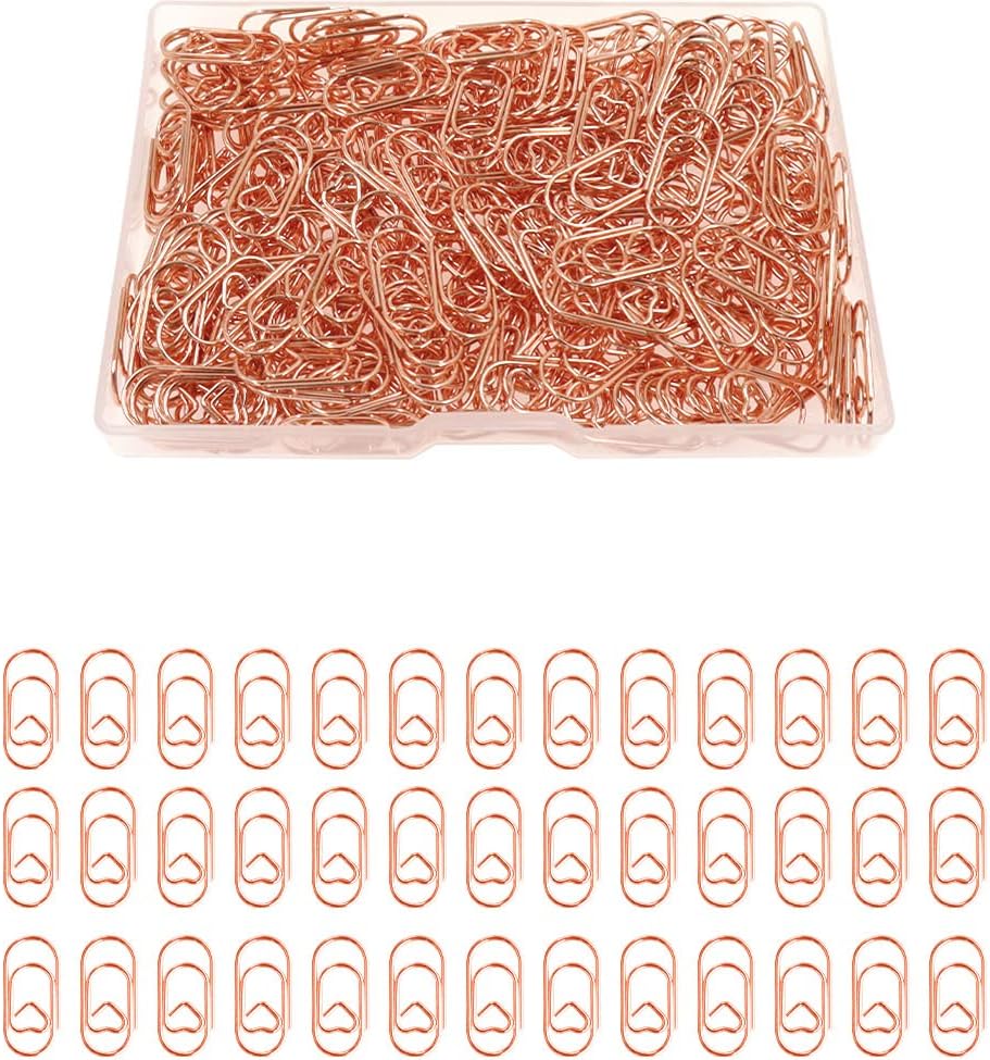 250Pcs Heart Mini Paper Clips, Cute Metal Paperclips, Love Heart Shaped