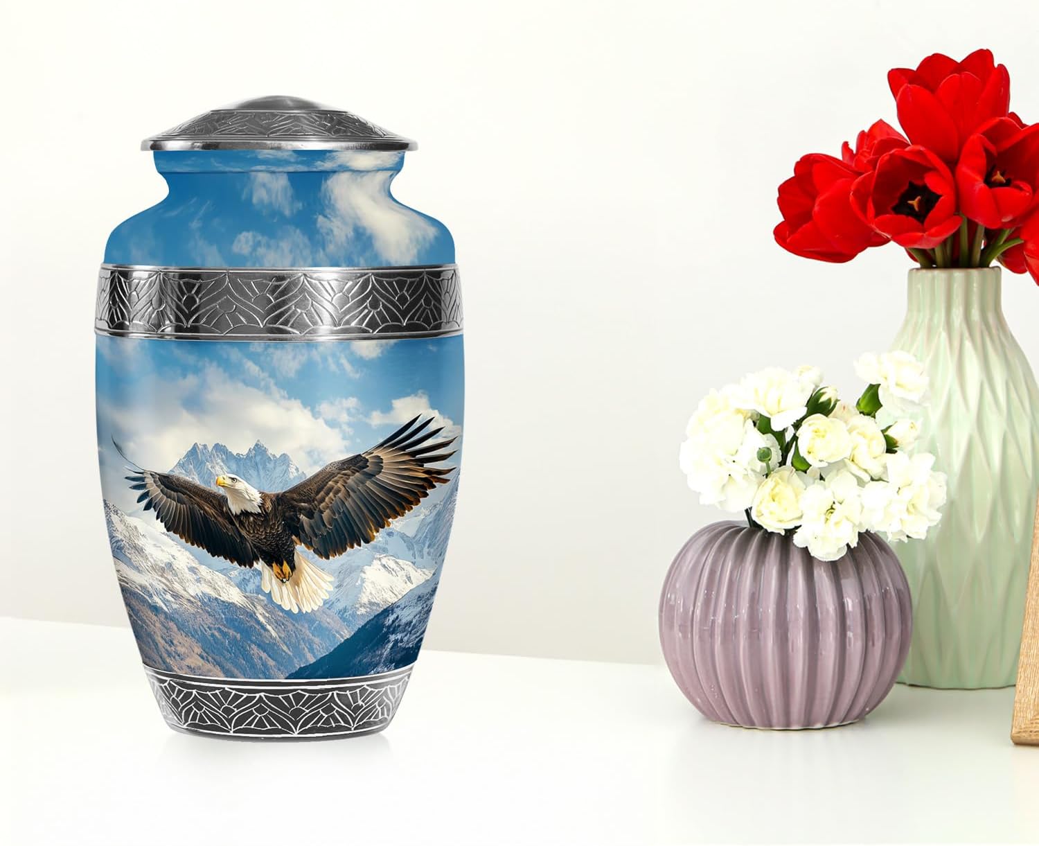 Urns for Human Ashes Adult Eagle, Crematorium Urn for Ash, Decorative for Funeral & Burial, Memorial Gift for Brother & Sister, Large, 10 Inch